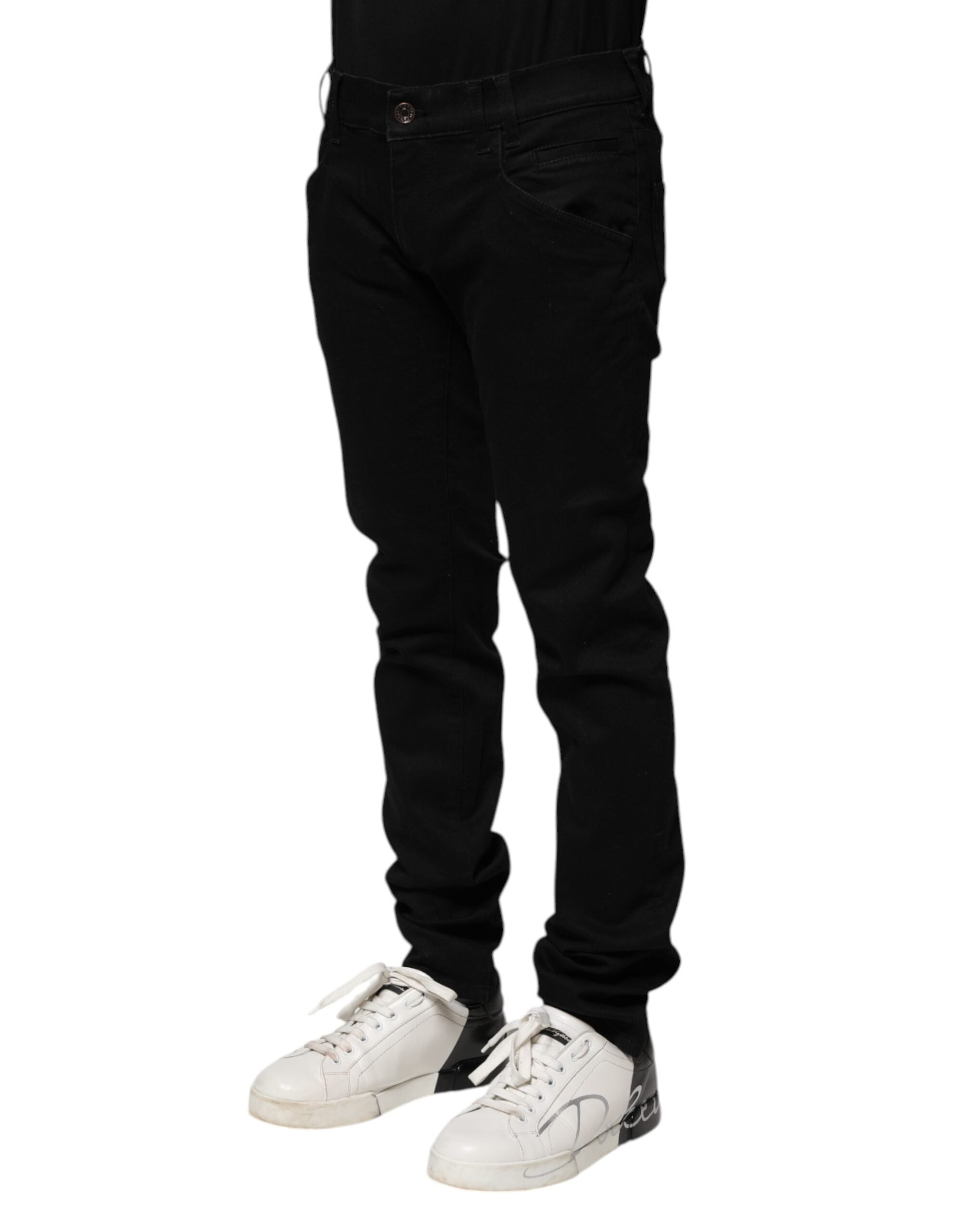 Dolce & Gabbana Black Cotton Skinny Men Denim Jeans