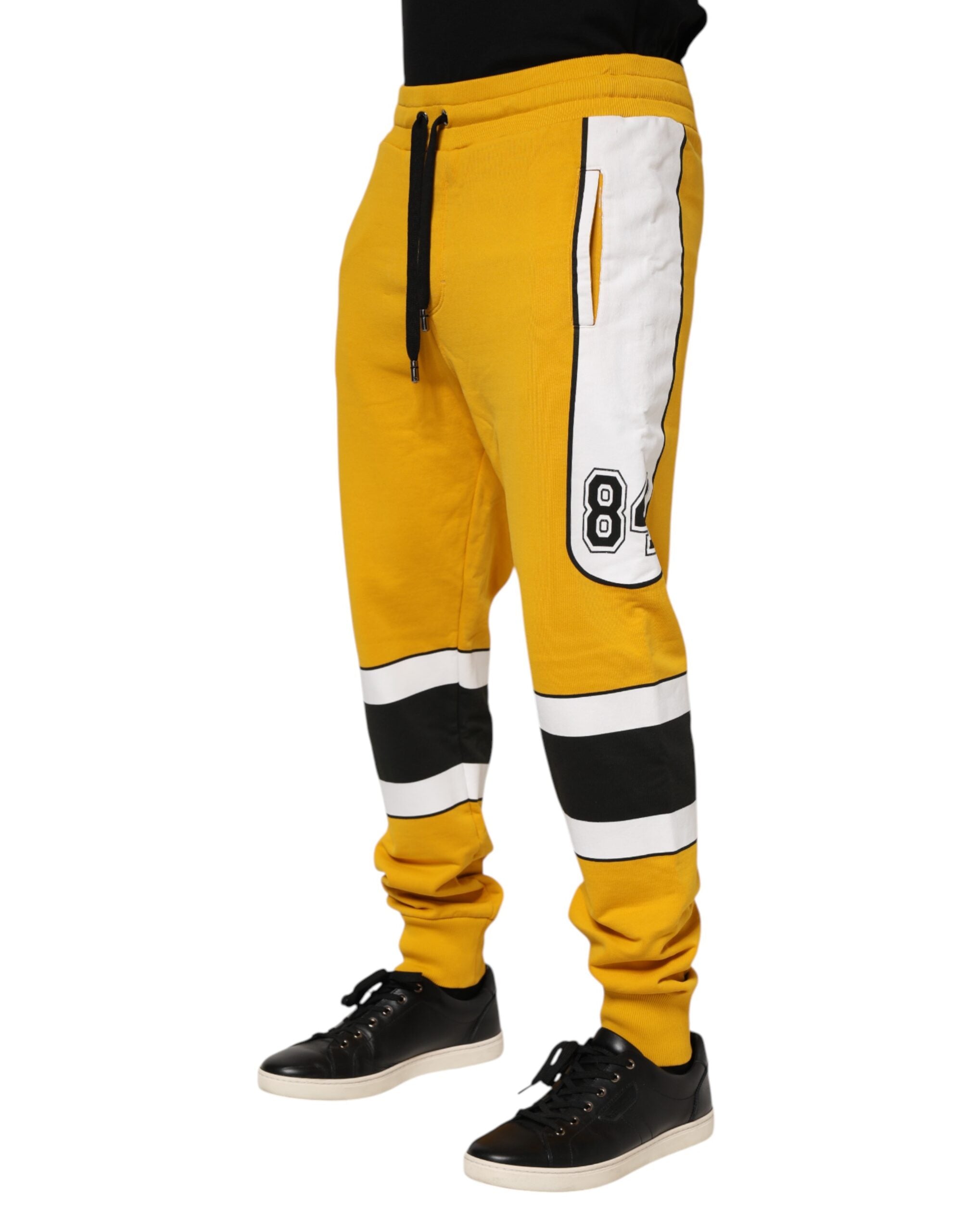 Dolce & Gabbana Yellow Printed Drawstring Jogger Pants