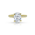 2.5ct Oval Cut Three Row Pavè Moissanite Engagement Ring