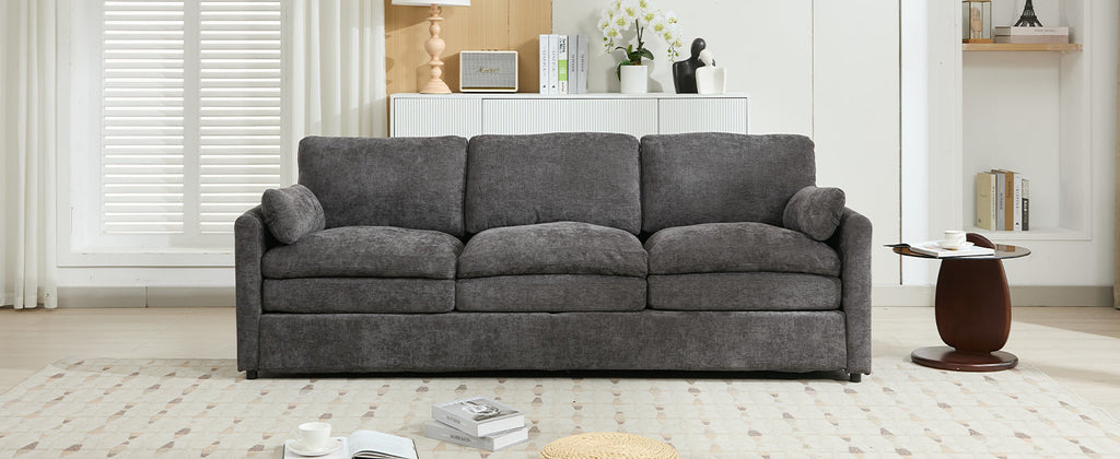 89'  Cozy Upholstered 3-seater Sofa Oversized Comfy Cloud Sofa Double Cushion 3-seater Sofa Plush Cushion Sofa Couch for Living Room, Grey