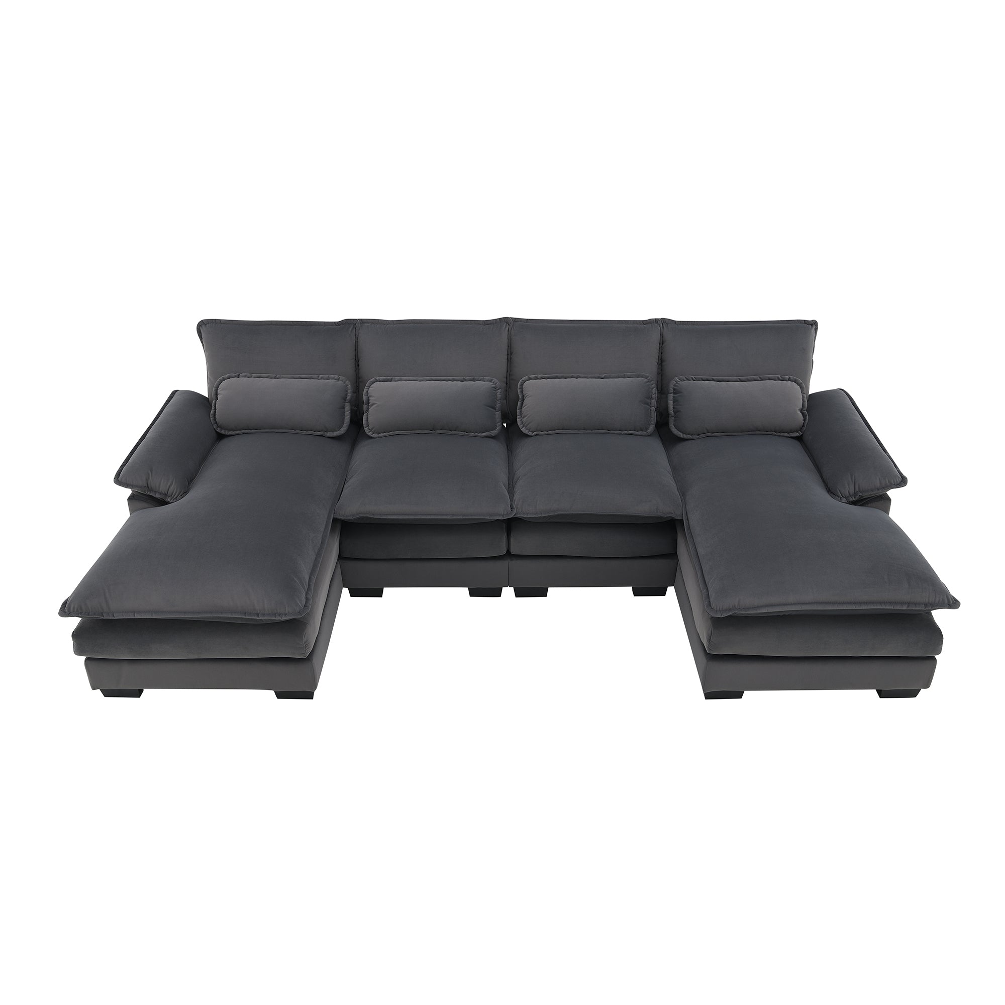 109.8*55.9' Modern U-shaped Sectional Sofa with Waist Pillows,6-seat Upholstered Symmetrical Sofa Furniture,Sleeper Sofa Couch with Chaise Lounge for Living Room,Apartment,5 Color