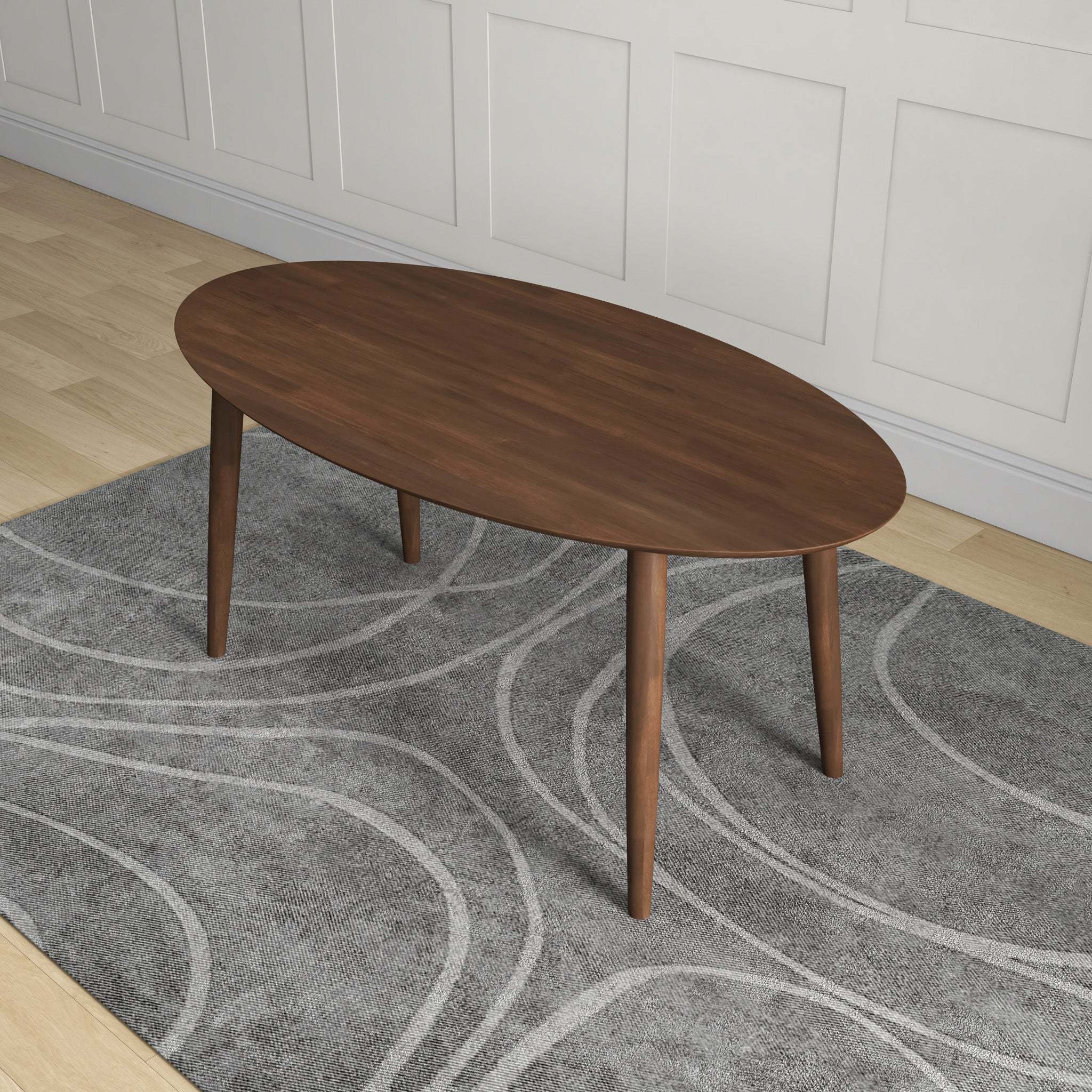 Ada Mid Century Modern Solid Wood Walnut Oval Dining Table for Dining Room or Kitchen 29.5'H x 35.4'D x 66.9'W Kitchen Dining Room Dinner Pedestal Table,Space Saving Wood Kitchen & Dining Room