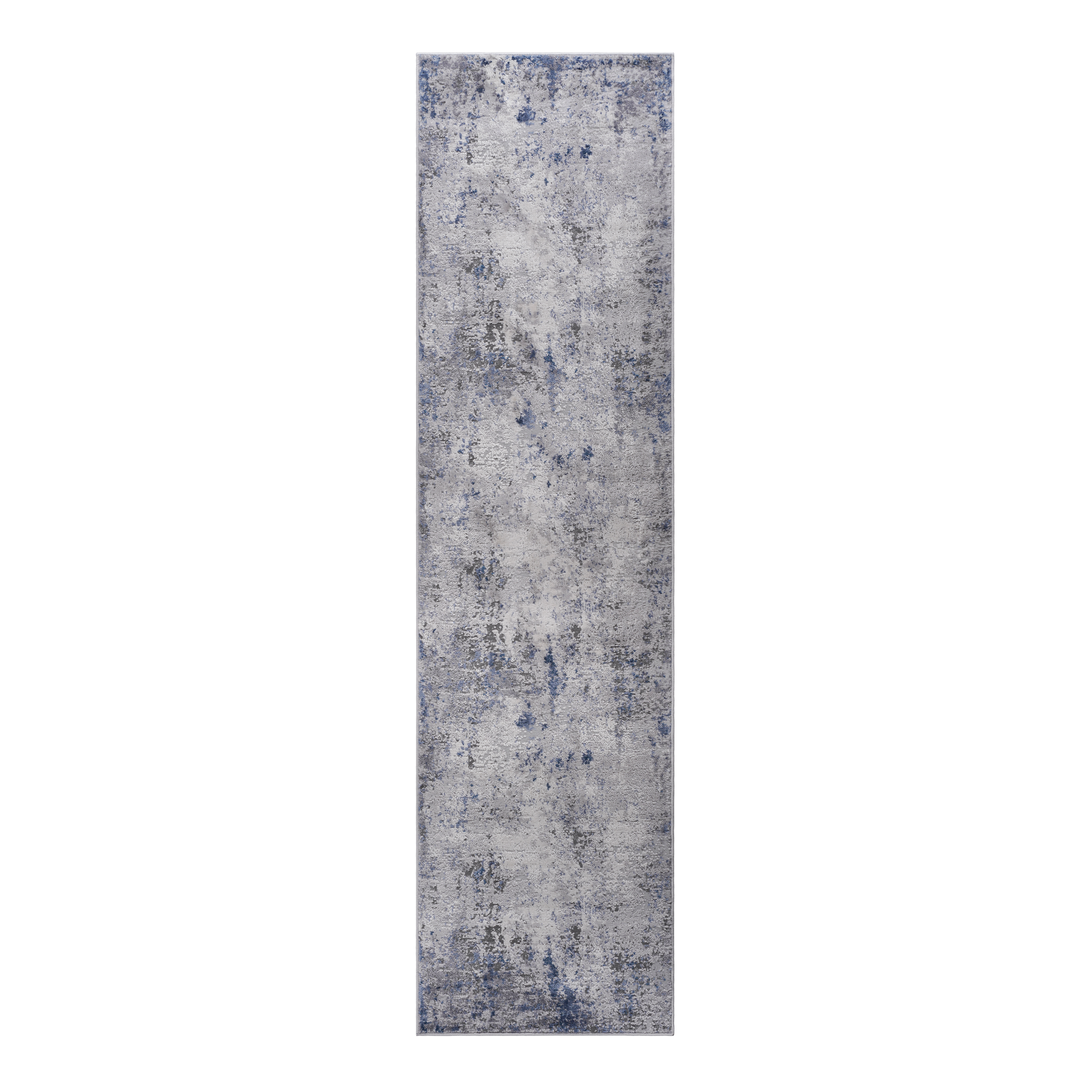 NAAR MARFI Collection 2X8 Silver / Blue / Abstract Runner Rug
