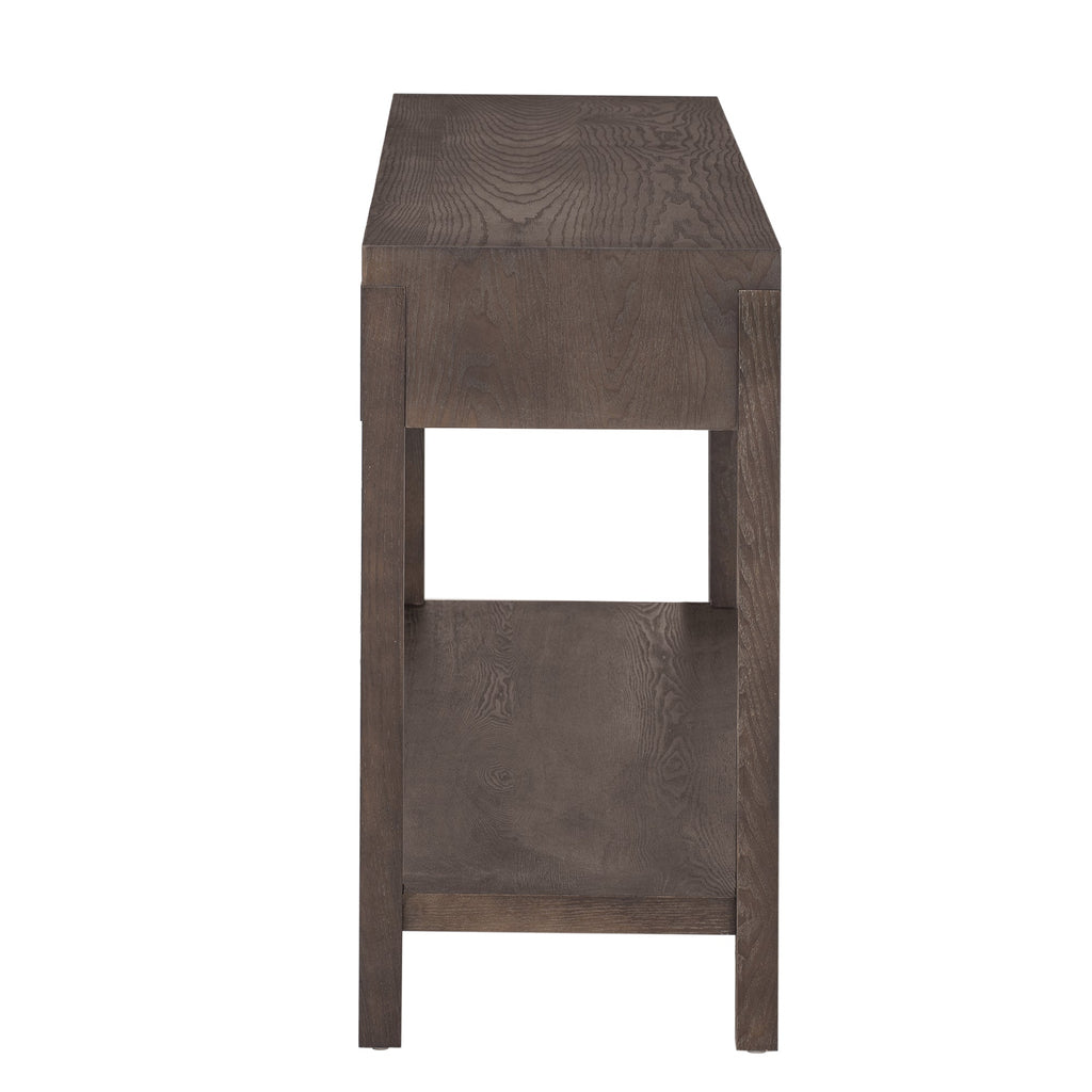 U_STYLE Modern Ash Veneer Console Table, Classic Striped Design, with 2 Drawers & Open Shelf, Perfect for Living Room, Hallway, Entryway, Study Room