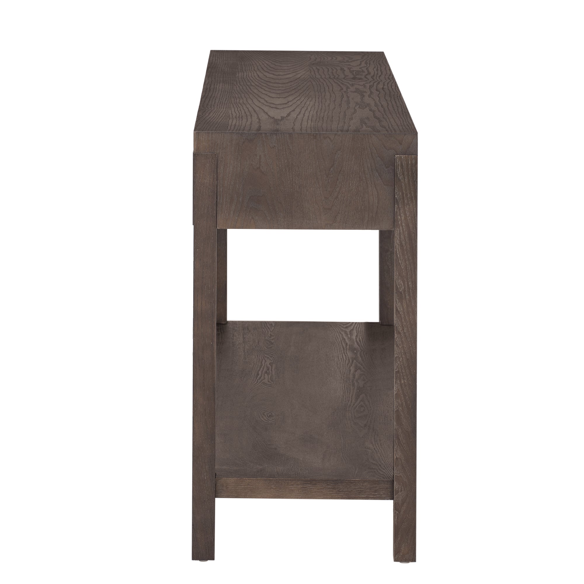 U_STYLE Modern Ash Veneer Console Table, Classic Striped Design, with 2 Drawers & Open Shelf, Perfect for Living Room, Hallway, Entryway, Study Room