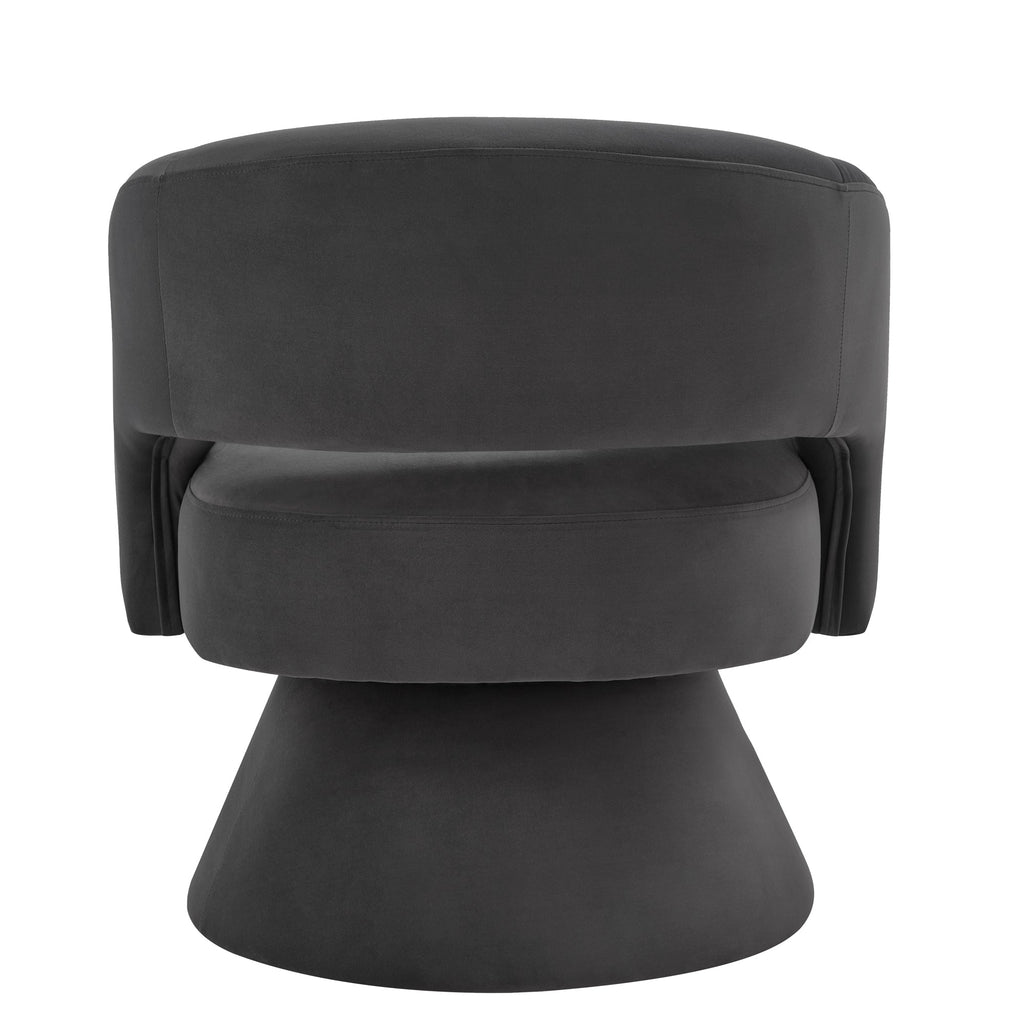 Modern Swivel Barrel Chair, Upholstered Velvet Round Accent Chairs,360 Degree Comfy Swivel Chair with Open Backrest, Single Chair Armchair for Living Room Bedroom, Homerest, Dark Gray