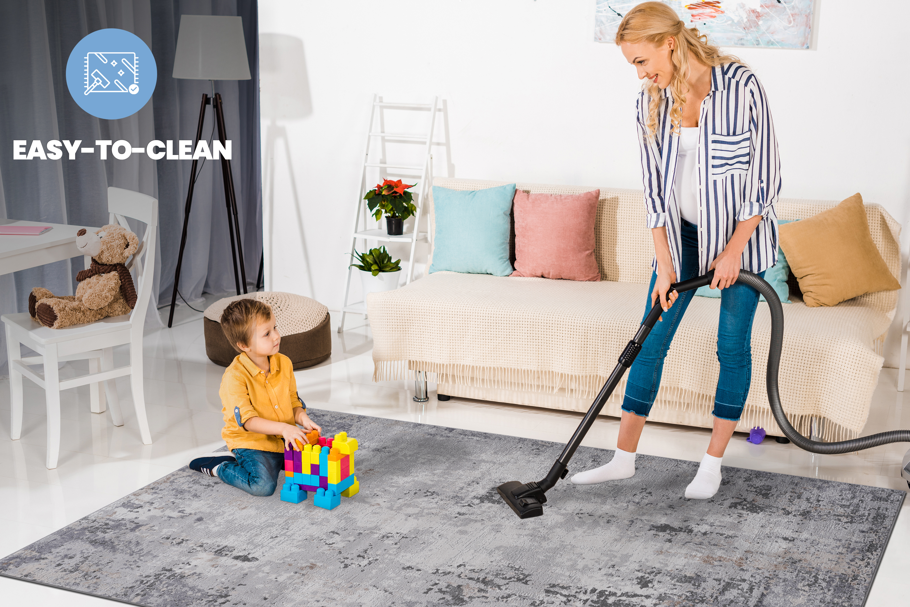 NAAR MARFI Collection 2X8 Ivory / Sand / Abstract Runner Rug