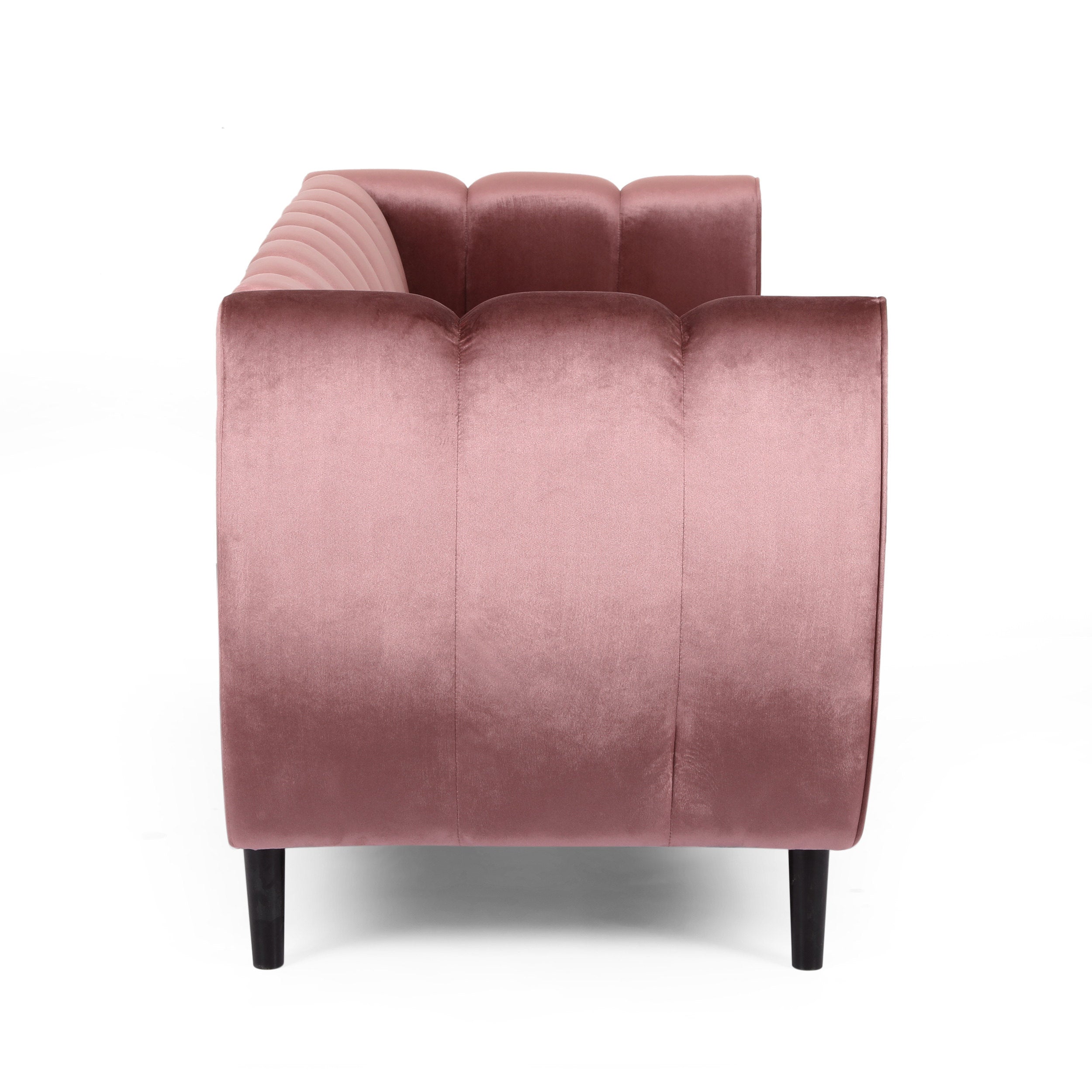 Miranda Velvet 3-Seater Sofa with Modern Glam Style and Blush Color
