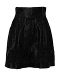 Dolce & Gabbana Black Floral Embroidery Silk High Waist Shorts