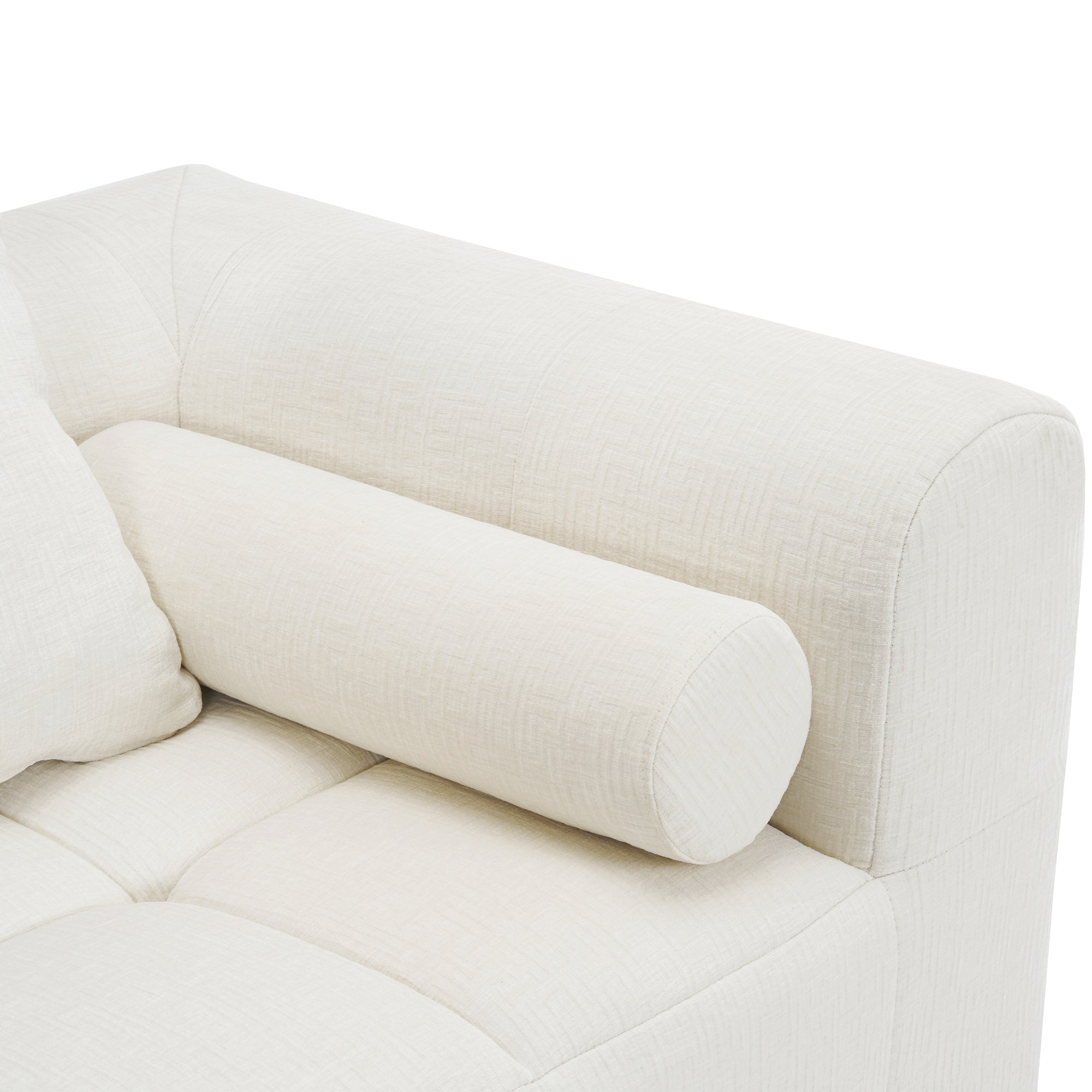 Modern Beige Modular Sectional Sofa with Deep Seating and Side Pockets, Chenille Upholstery, 101.2'