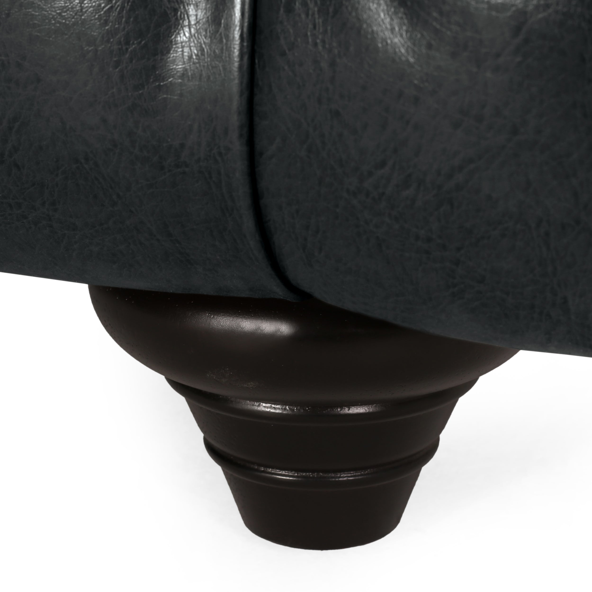 Mirod Comfy 3-Seat Sofa with Wooden Legs, PU Upholstery, Black, 83.5'' Width