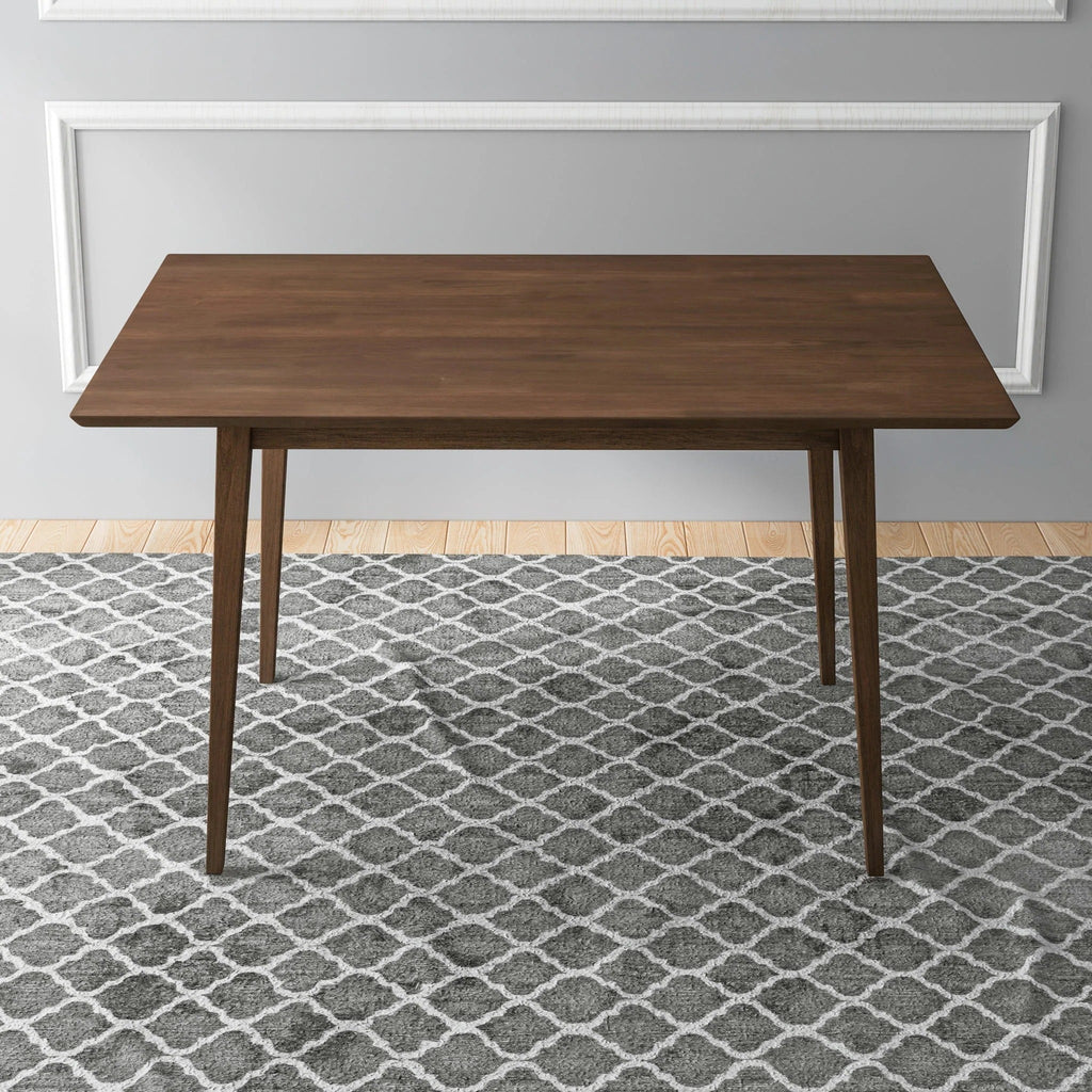Mary Modern Style Solid Wood Rectangular Dining Kitchen Table Brown Finish Beveled Edges
