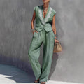 Women's Sleeveless Vest Top & Trousers Set – 2-Piece Casual Outfit