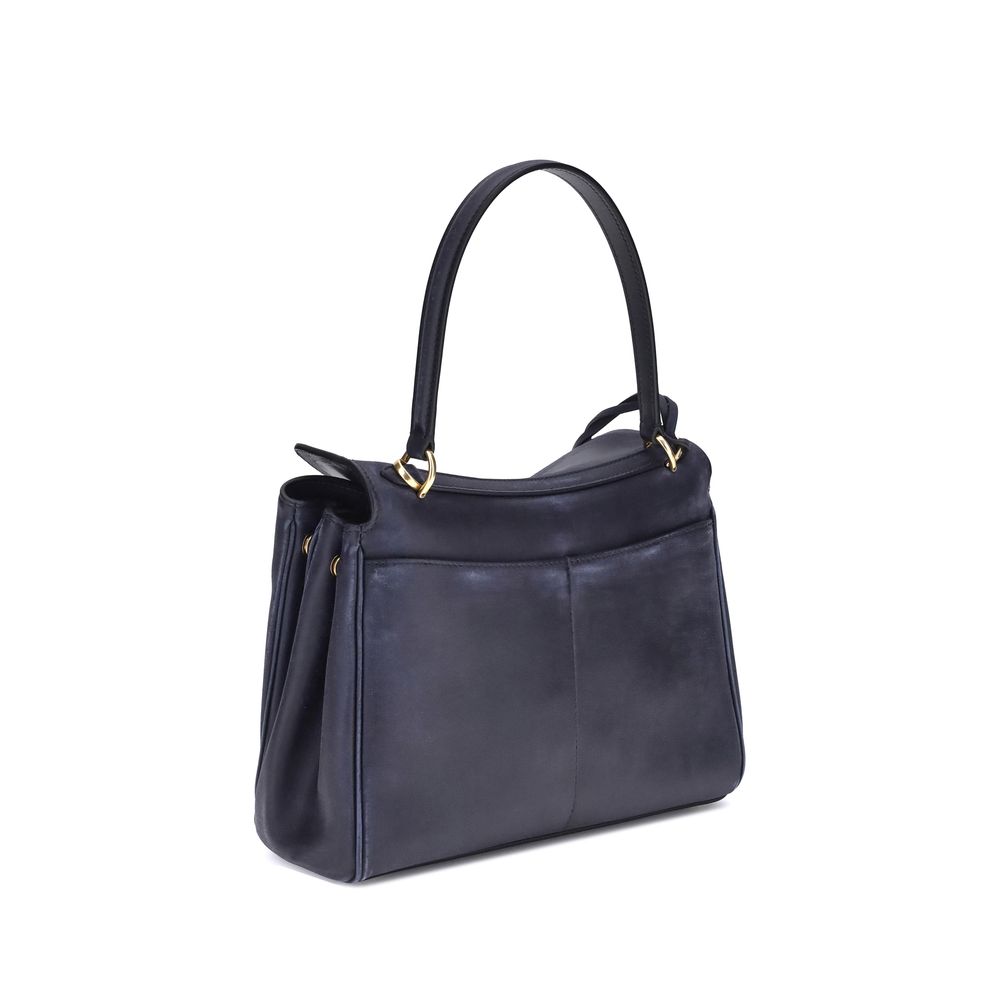 Balenciaga Blue Calf Leather Bos Taurus Shoulder Bag