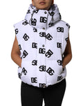 Dolce & Gabbana White Black DG Mania Polyester Puffer Jacket