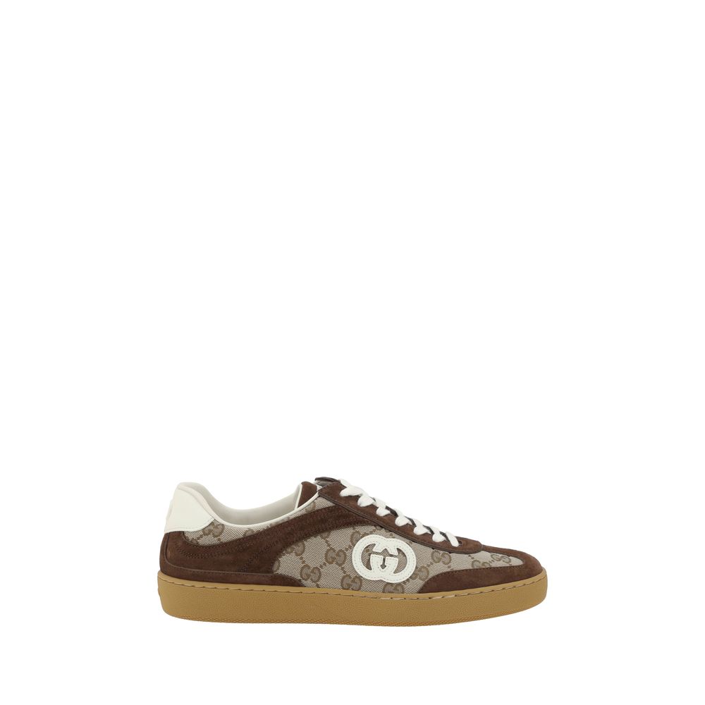 Gucci Brown Fabric Low Top Sneakers