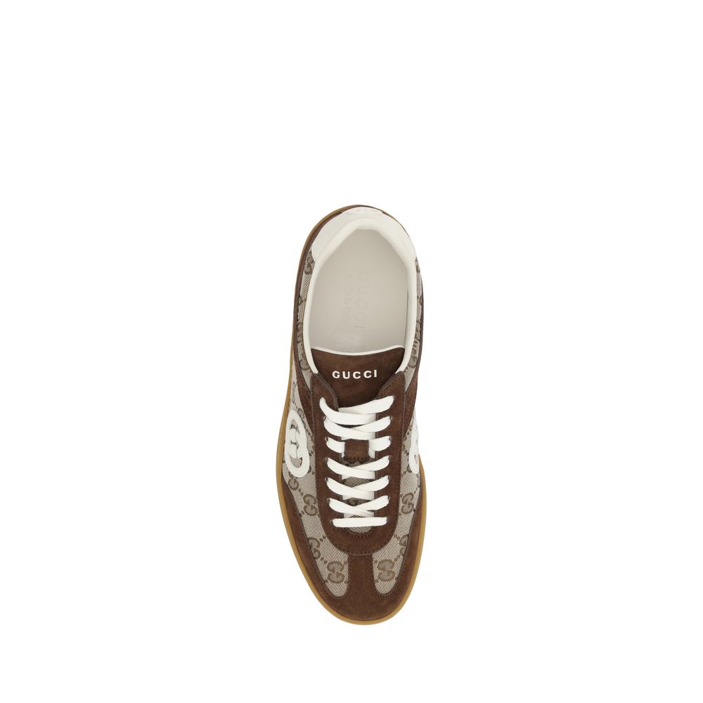 Gucci Brown Fabric Low Top Sneakers