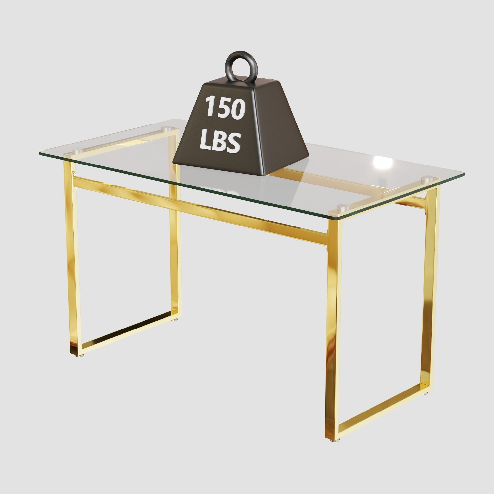 Modern Minimalist Rectangular Glass Dining Table with Tempered Glass Tabletop and Golden Chrome Metal Legs for 4-6