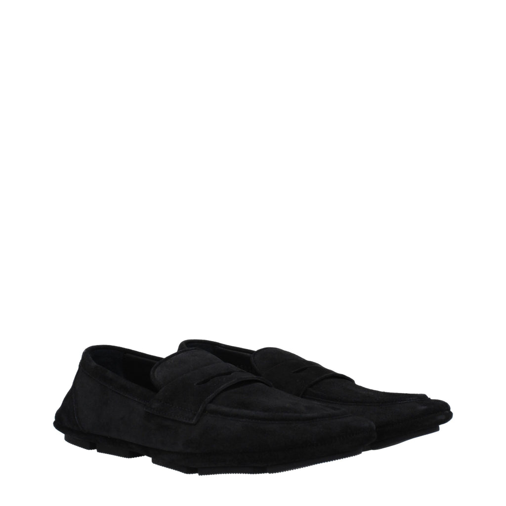 Dolce & Gabbana Black Leather Slip-On Loafers