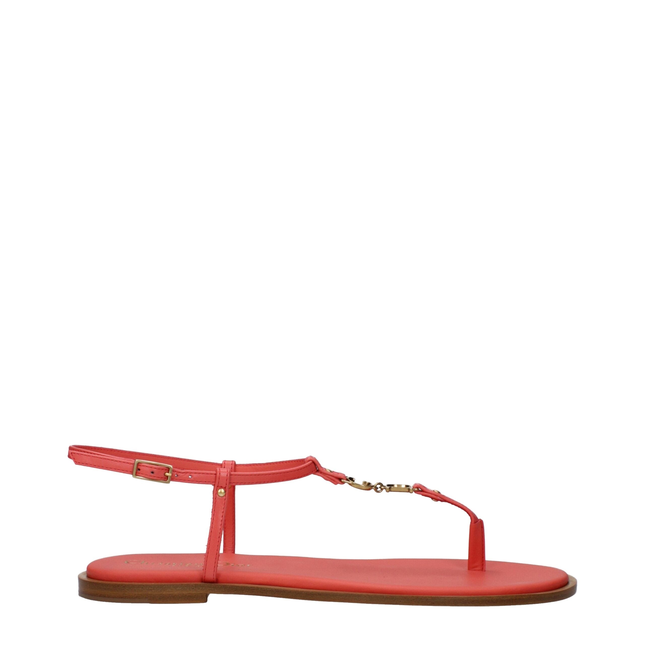 Christian Dior Pink Leather Flip-Flop Sandals