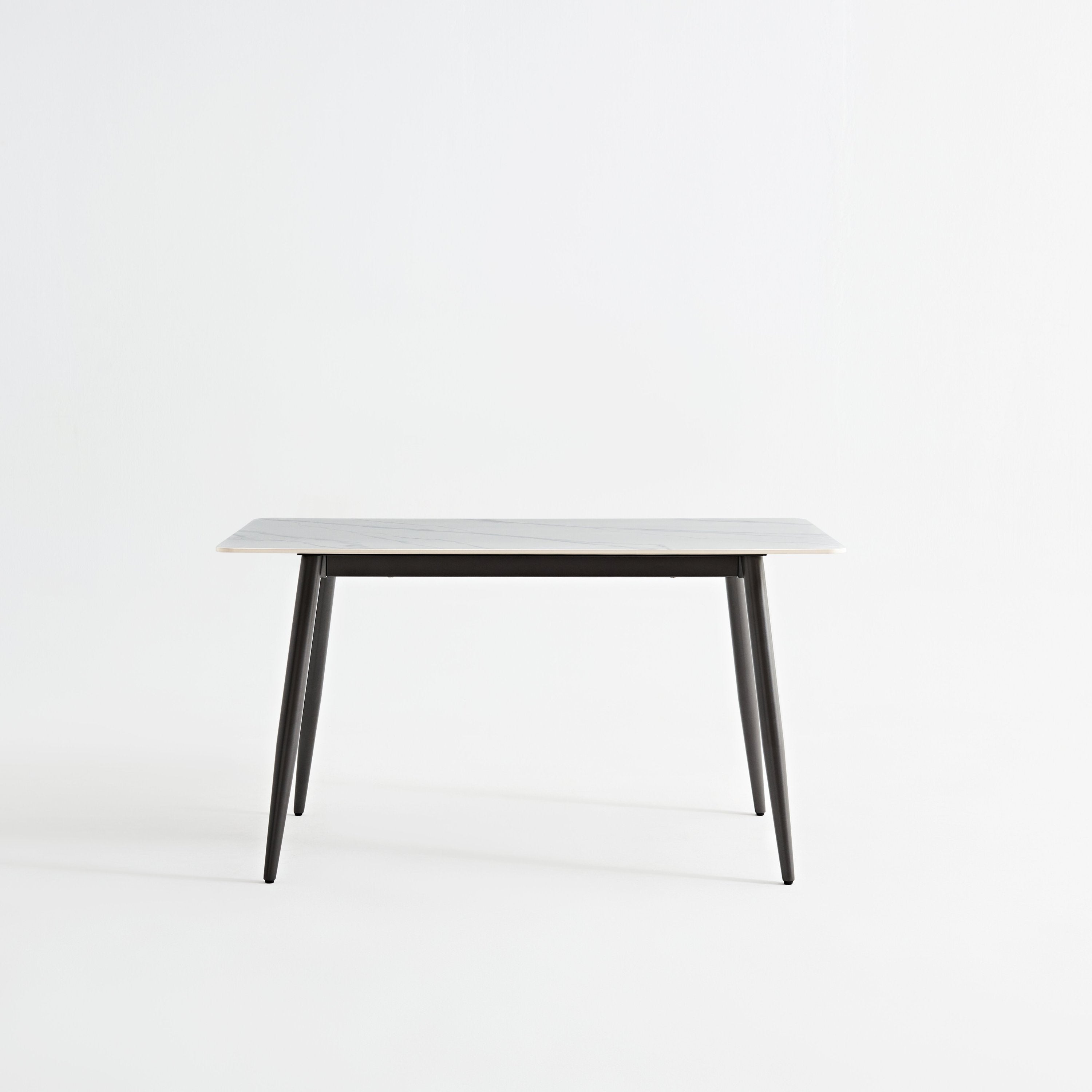 Large Rectangular Table with Strong Metal Base Modern Stone Dining Table For Kitchen 1.6m