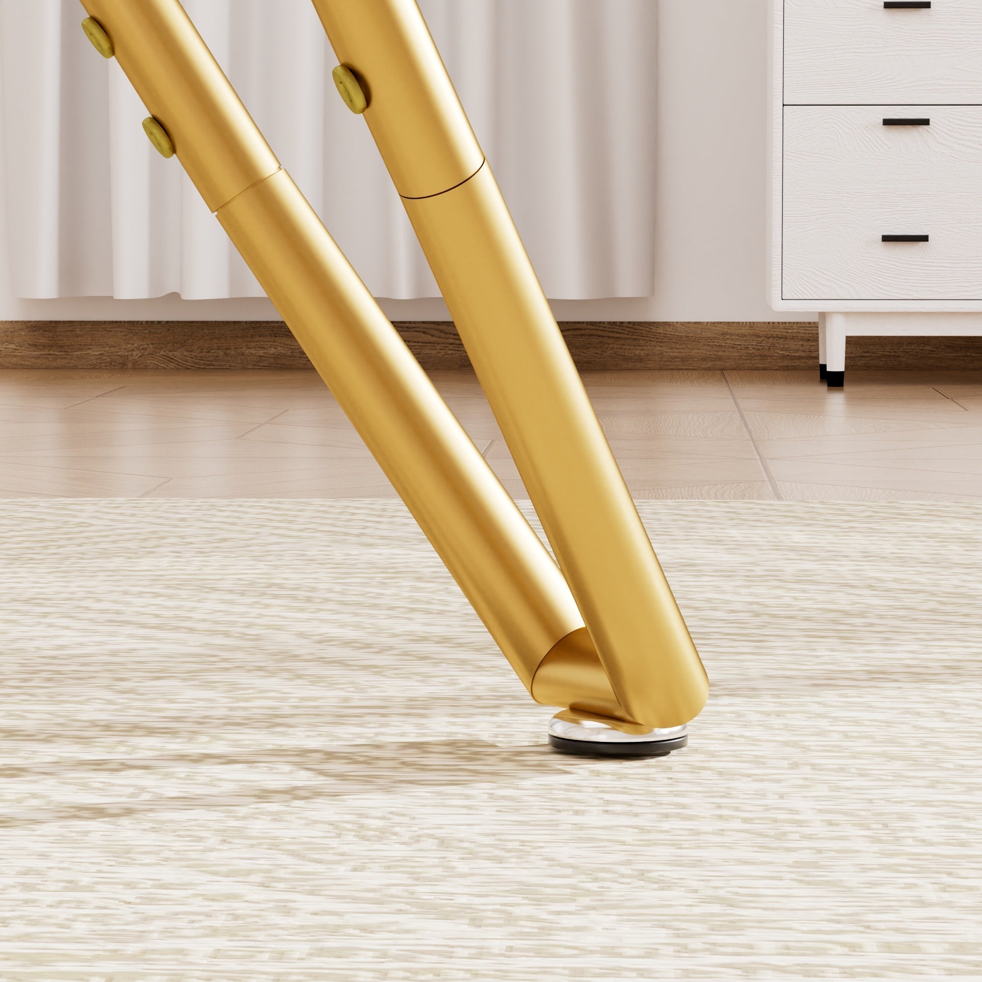 Modern Round Tempered Glass Dining Table with Sturdy Metal Legs for 1-4 People, Gold, 35.4 Inches