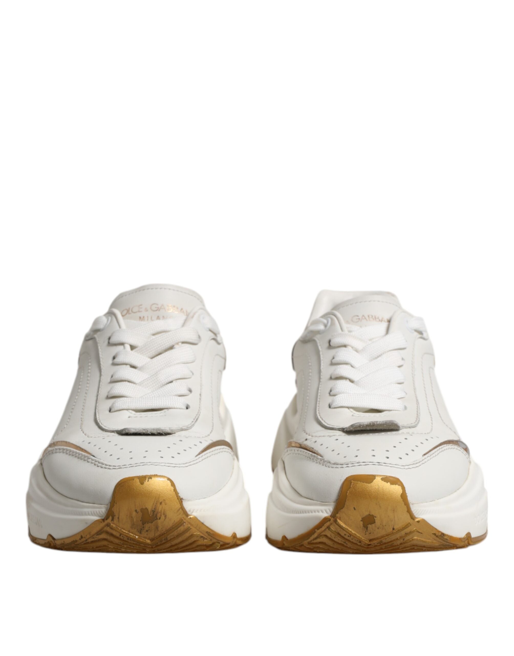 Dolce & Gabbana White Gold Daymaster Low Top Sneakers Shoes