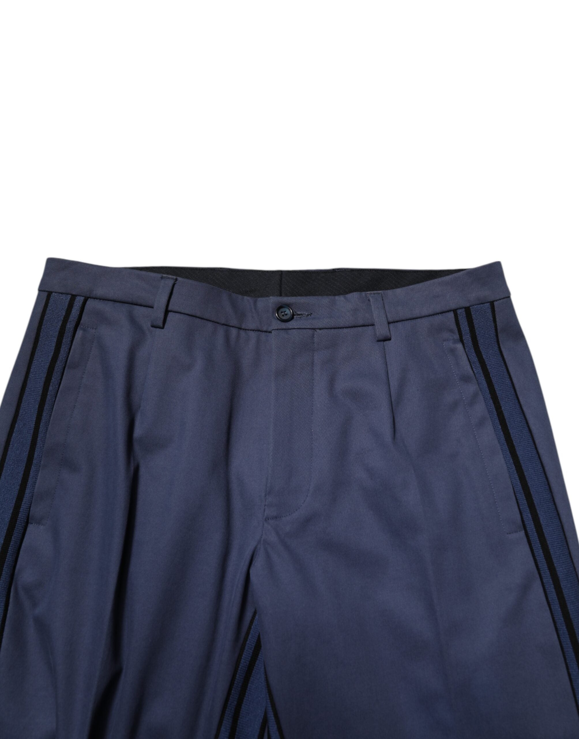 Dolce & Gabbana Blue Cotton Tapered Men Formal Trousers Pants