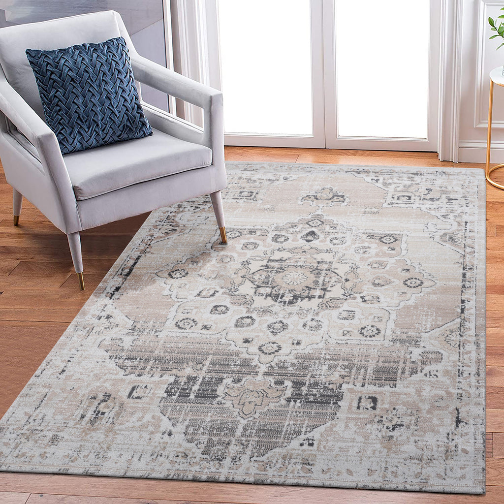 NAAR PAYAS Collection 8X10 Cream / Beige / Medallion Area Rug