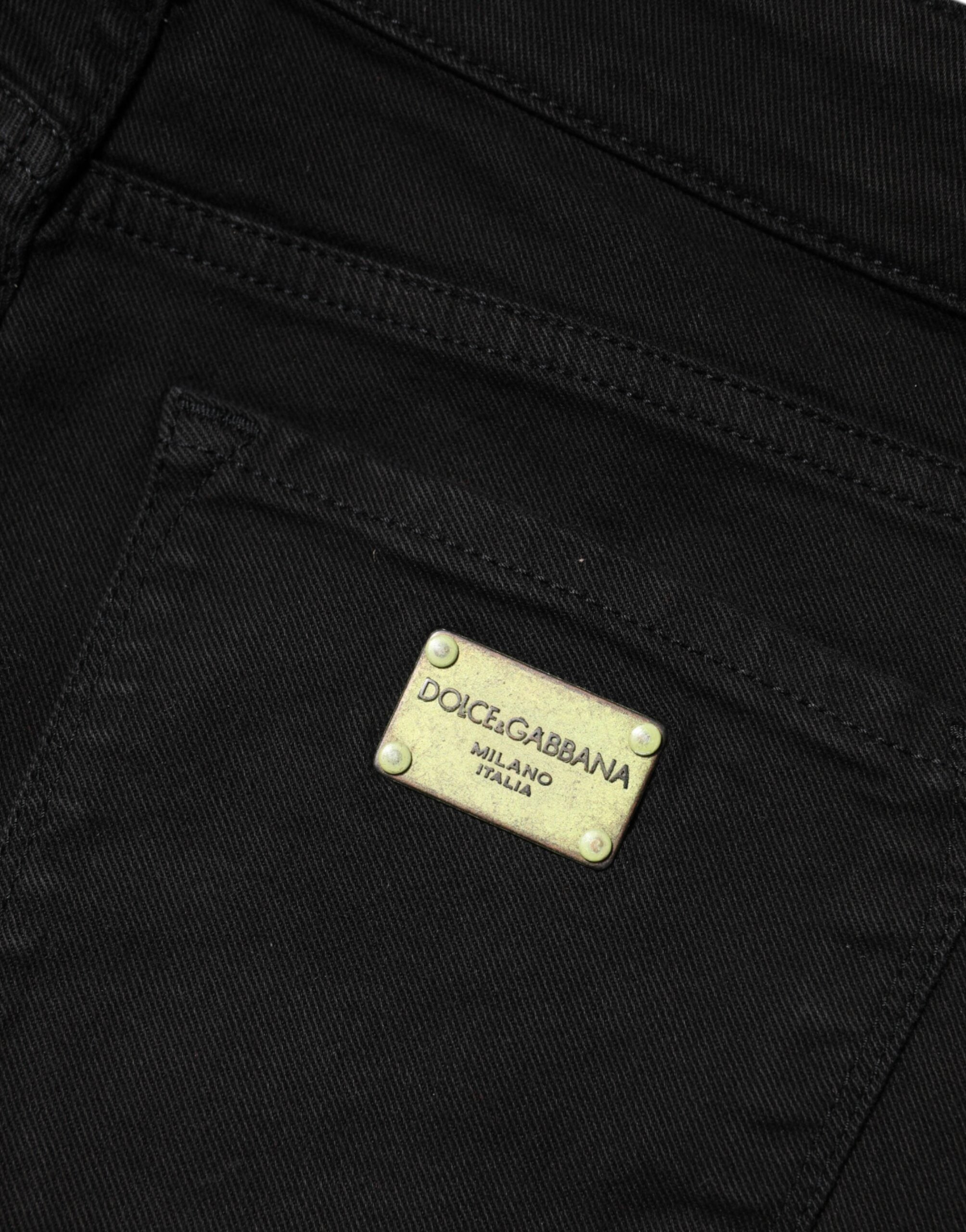 Dolce & Gabbana Black Cotton Skinny Mid Waist Denim Jeans