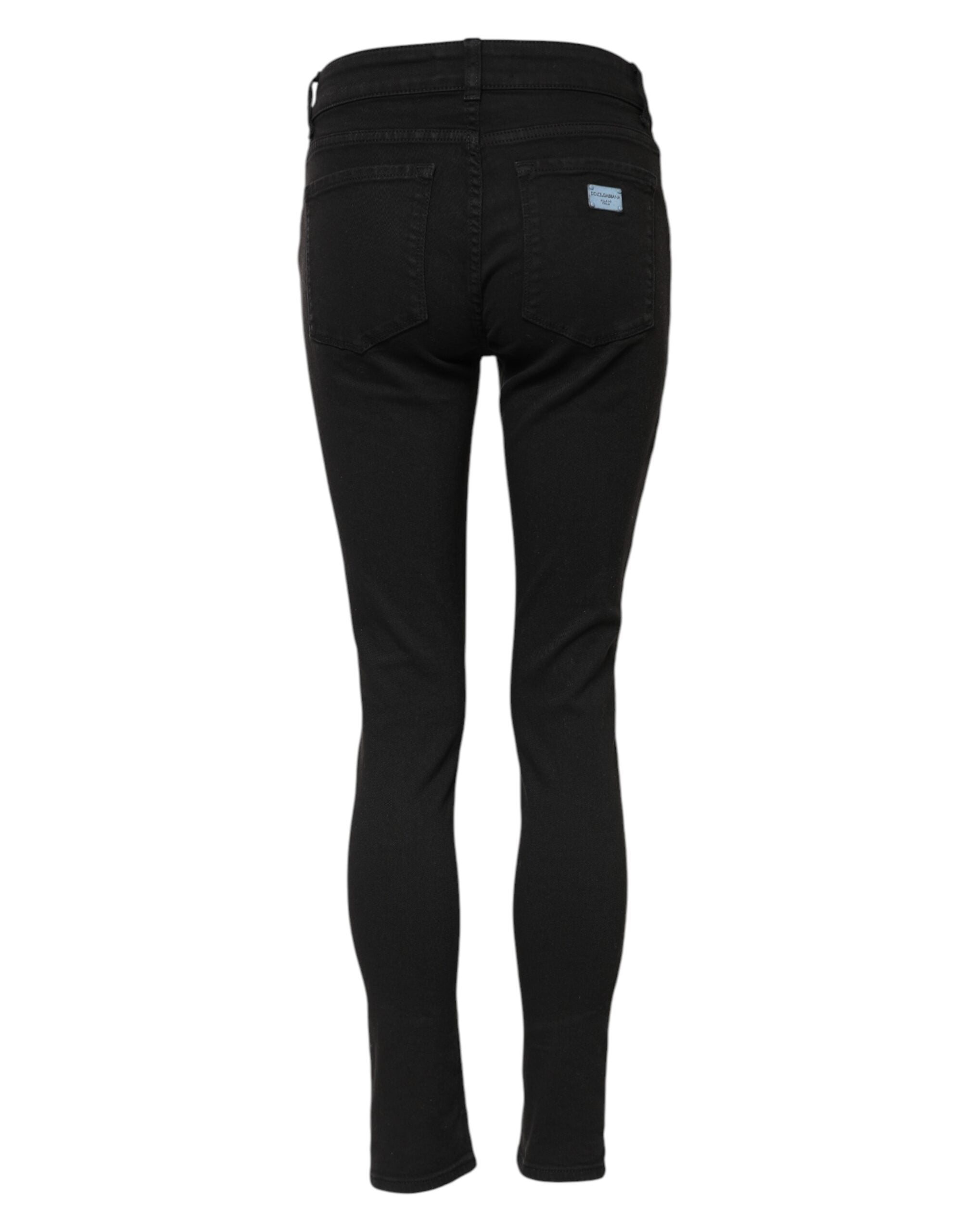 Dolce & Gabbana Black Cotton Skinny Mid Waist Denim Jeans