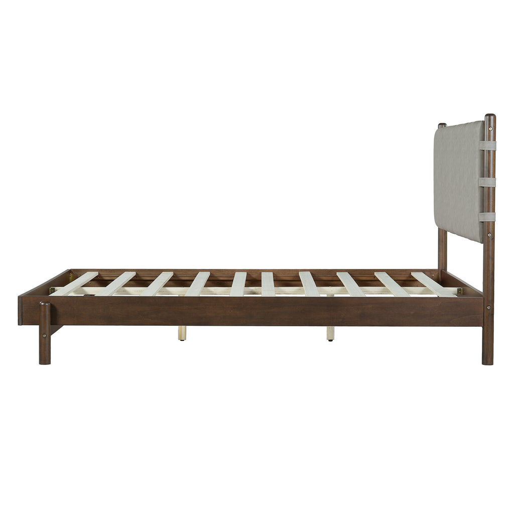 Modern Queen Bed Frame Set with 2 Nightstands, Light Gray Wood Platform Bed with Headboard and Matching Bedside Tables for Bedroom
