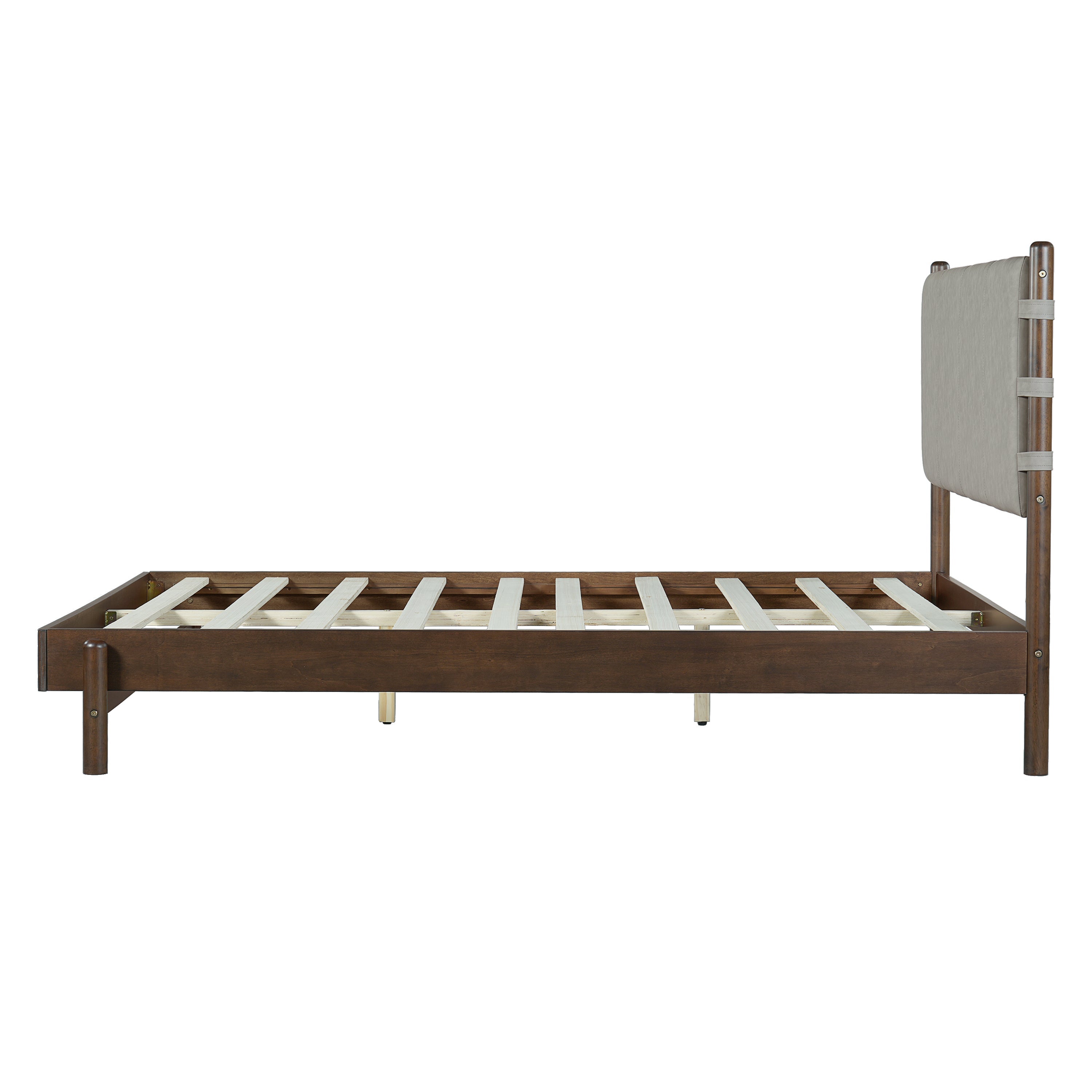 Modern Queen Bed Frame Set with 2 Nightstands, Light Gray Wood Platform Bed with Headboard and Matching Bedside Tables for Bedroom