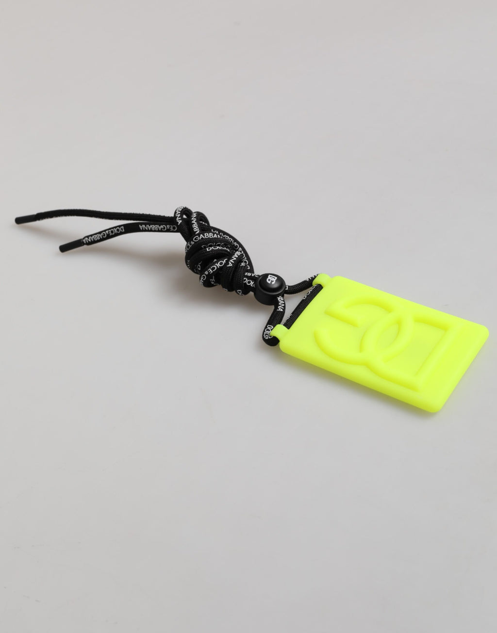 Dolce & Gabbana Yellow Green Rubber DG Embossed Adjustable Badge Holder