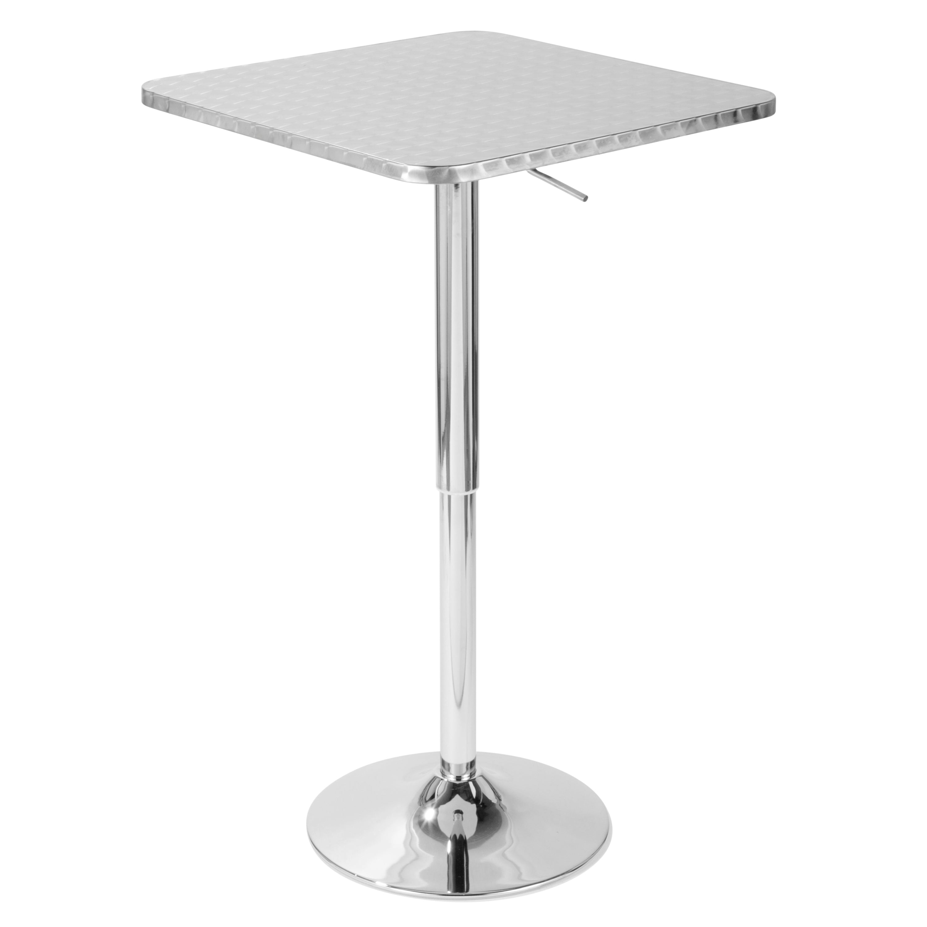 Bistro Contemporary Adjustable Square Bar Table in Silver by LumiSource
