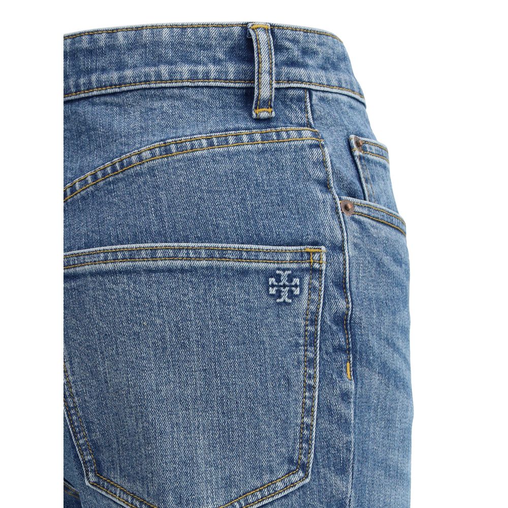 Tory Burch Blue Cotton Cropped Jeans