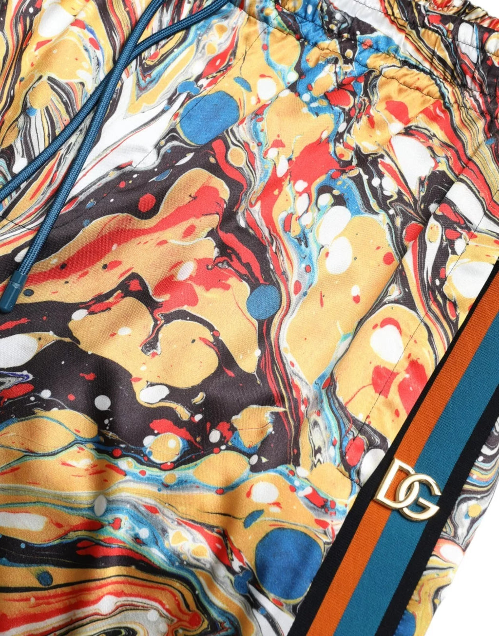 Dolce & Gabbana Multicolor Marble Print Satin Trouser Pants