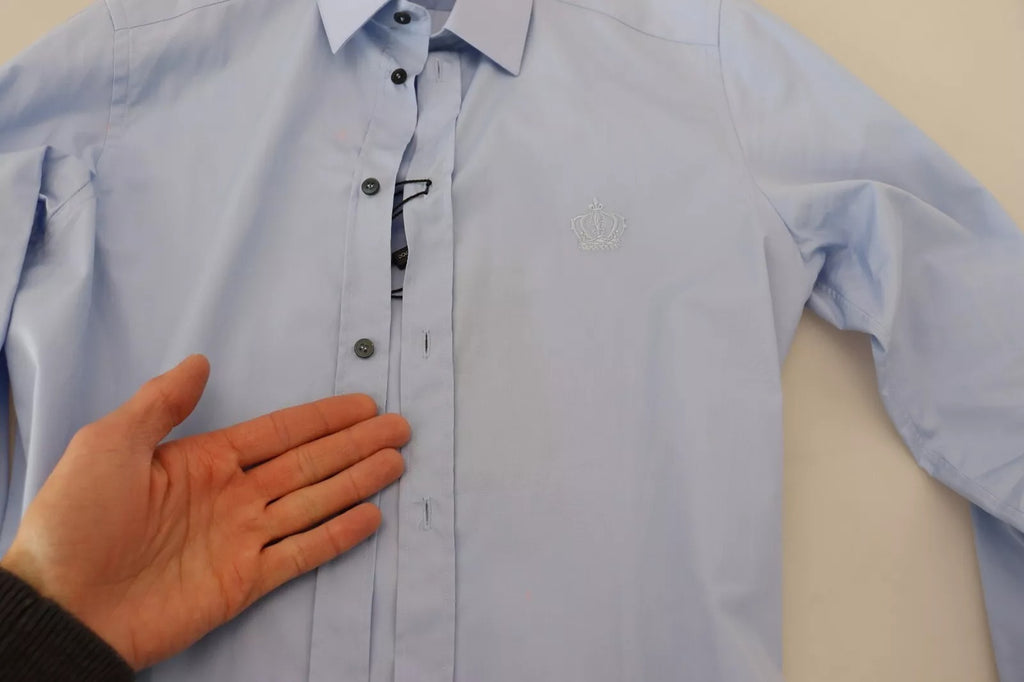 Dolce & Gabbana Light Blue Cotton Slim Fit Dress Shirt
