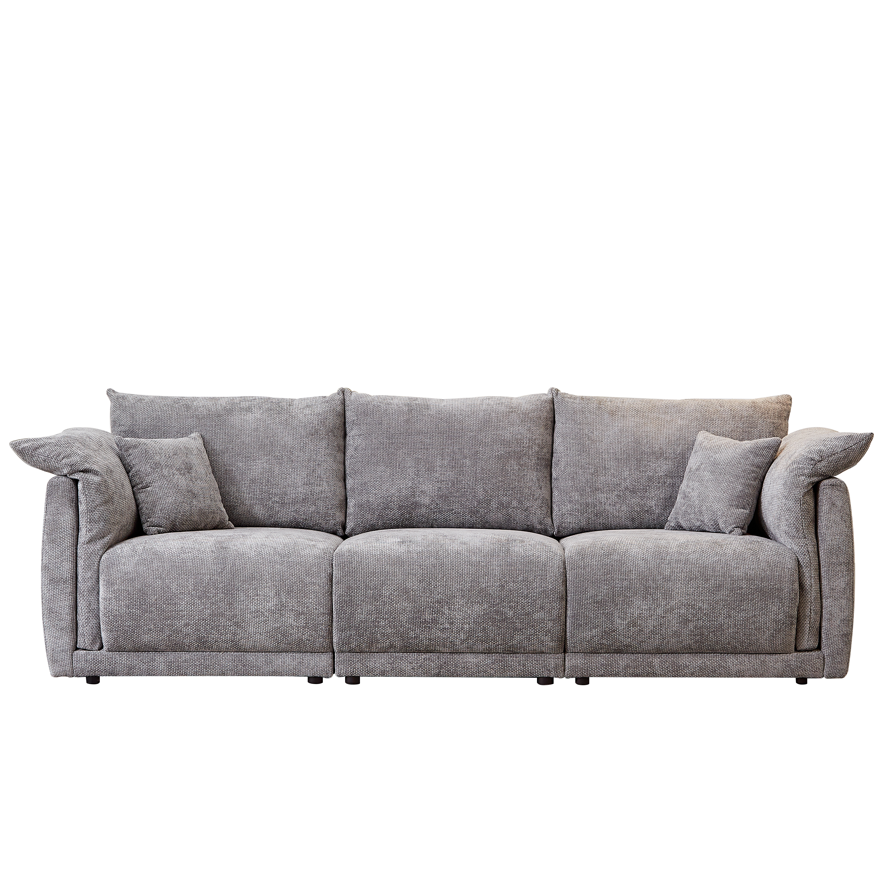 98.5' 3-seater sofa with unique design and soft arm pillows Contemporary style linen sofa with 3 comfortable cushions with 2 pillows Suitable for living room bedroom and office,grey