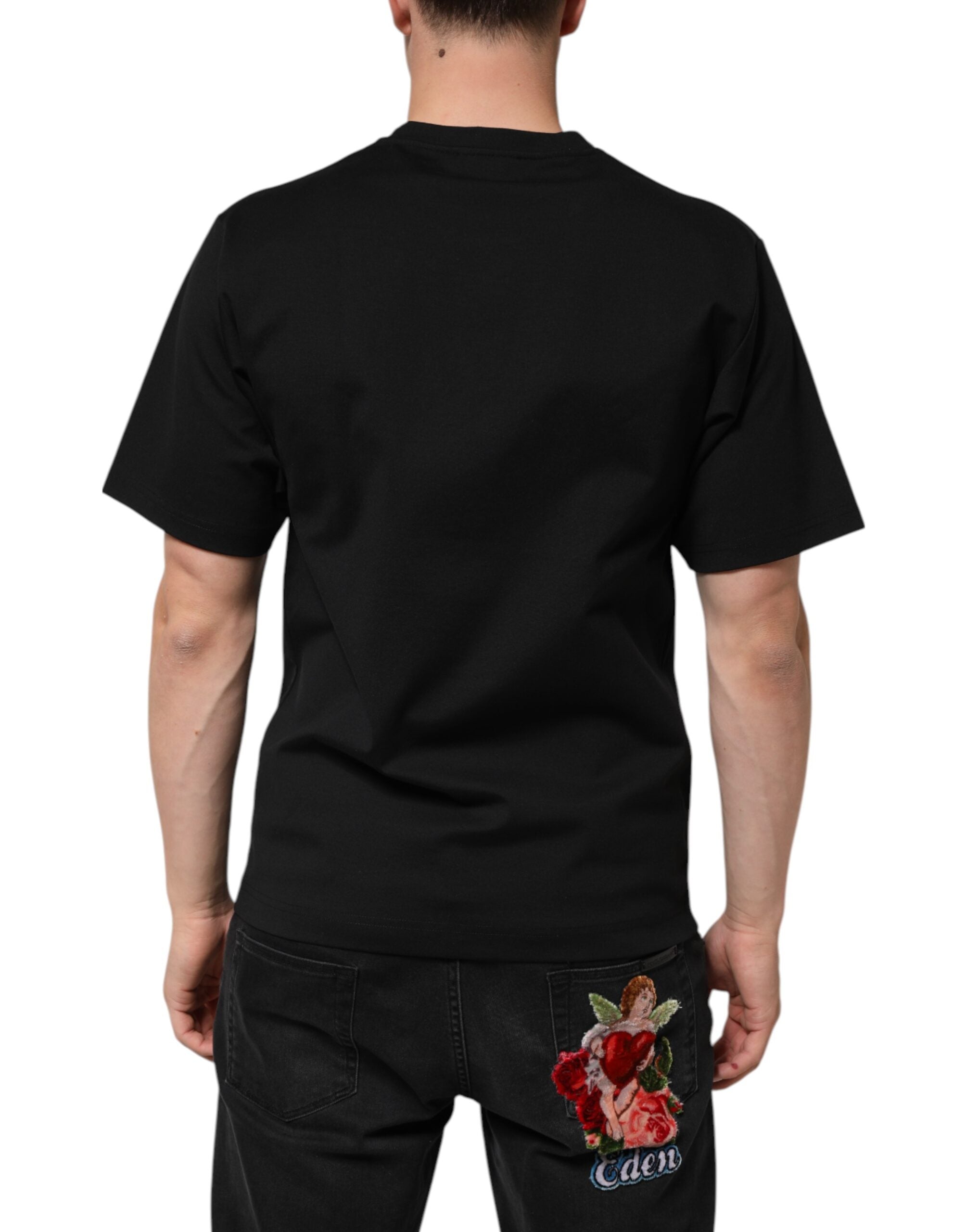 Dolce & Gabbana Black Cotton DG Logo Graffiti Short Sleeve T-shirt