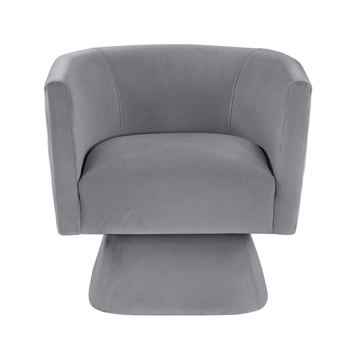 1pc Swivel Chair Gray Velvet Fabric Upholstery Solid wood Diamond Pattern Stitched Back Comfort Chair Living Room Furniture
