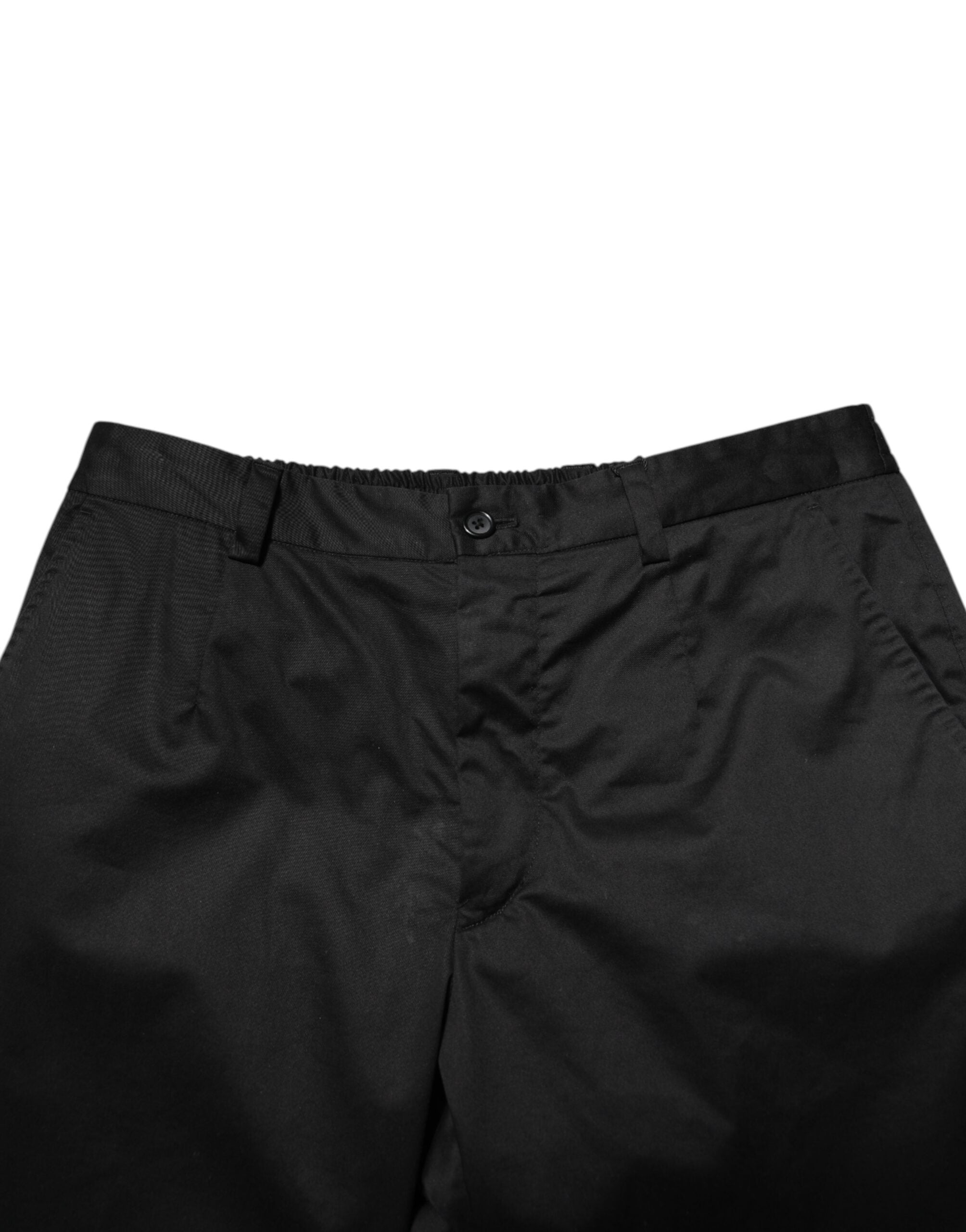 Dolce & Gabbana Black Cotton Tapered Men Formal Trousers Pants