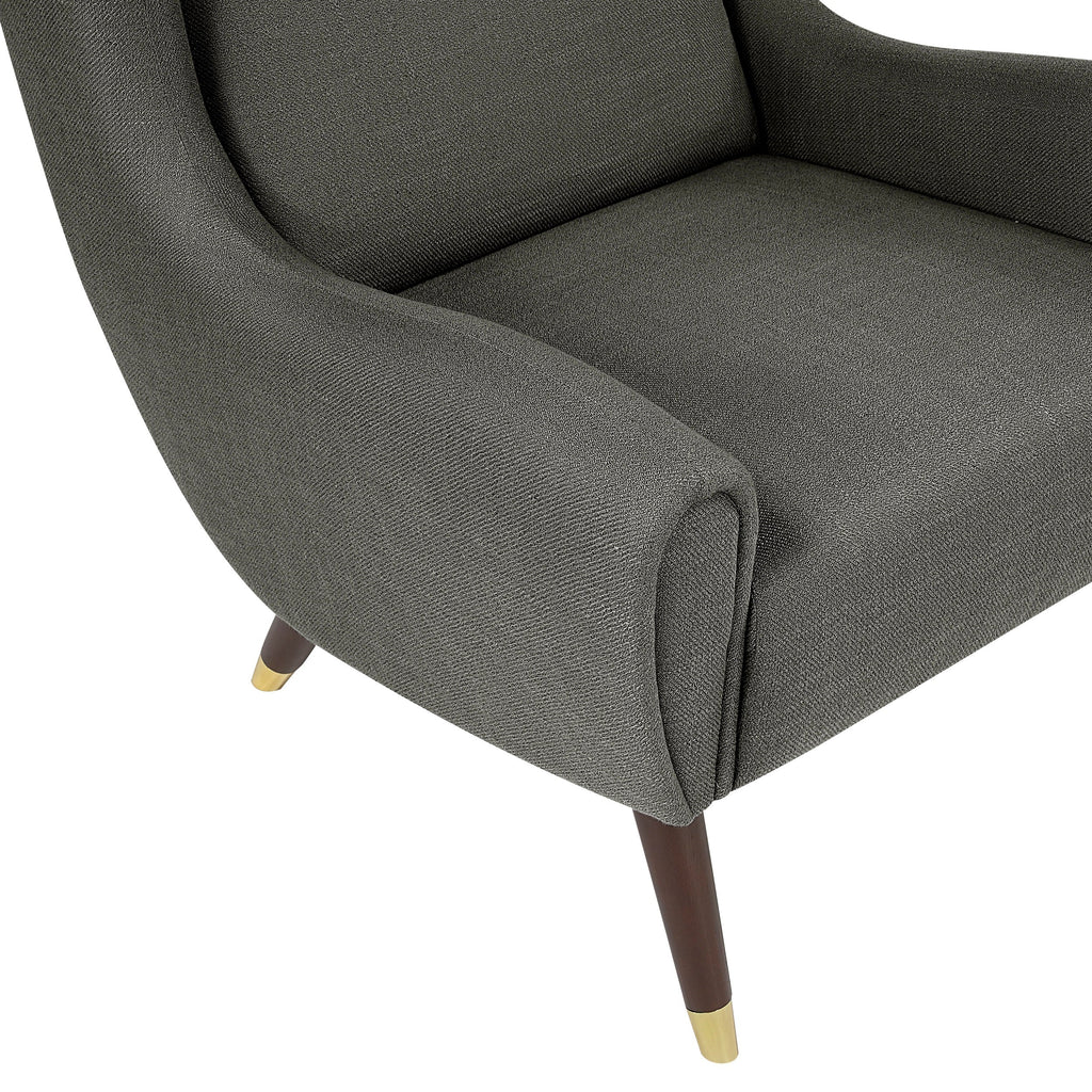 Modern Wingback Upholstered Dark Gray Accent Chair 1pc Solid Wood Sleek Design Luxury Furniture