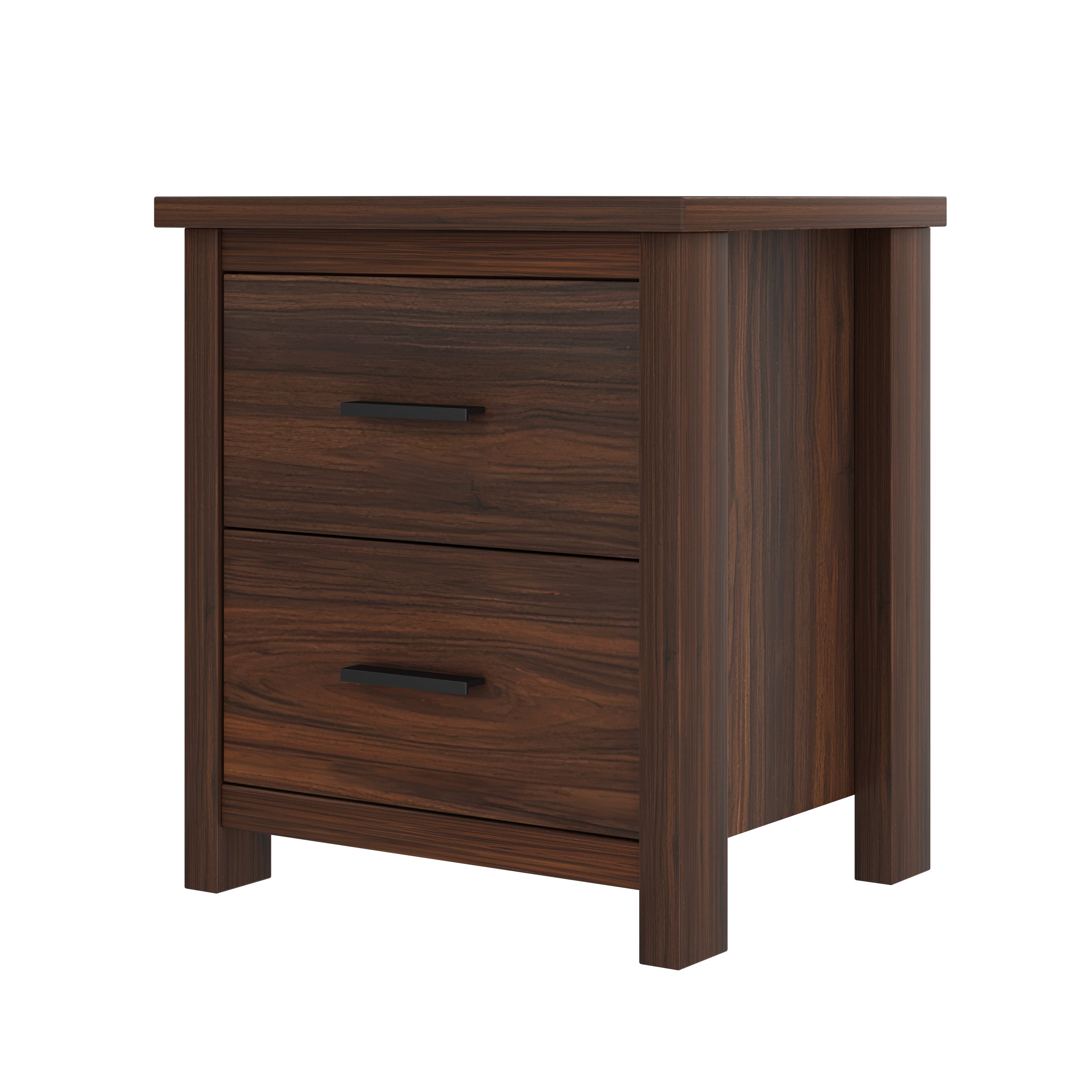 4PCS Bedroom Sets, Wooden Queen Size Bed Frame with Storage Headboard and Charging Station, 2 Nightstands with 2 Drawers, 1 Dresser with 5 Drawers, Walnut(old SKU HL000102AAD)