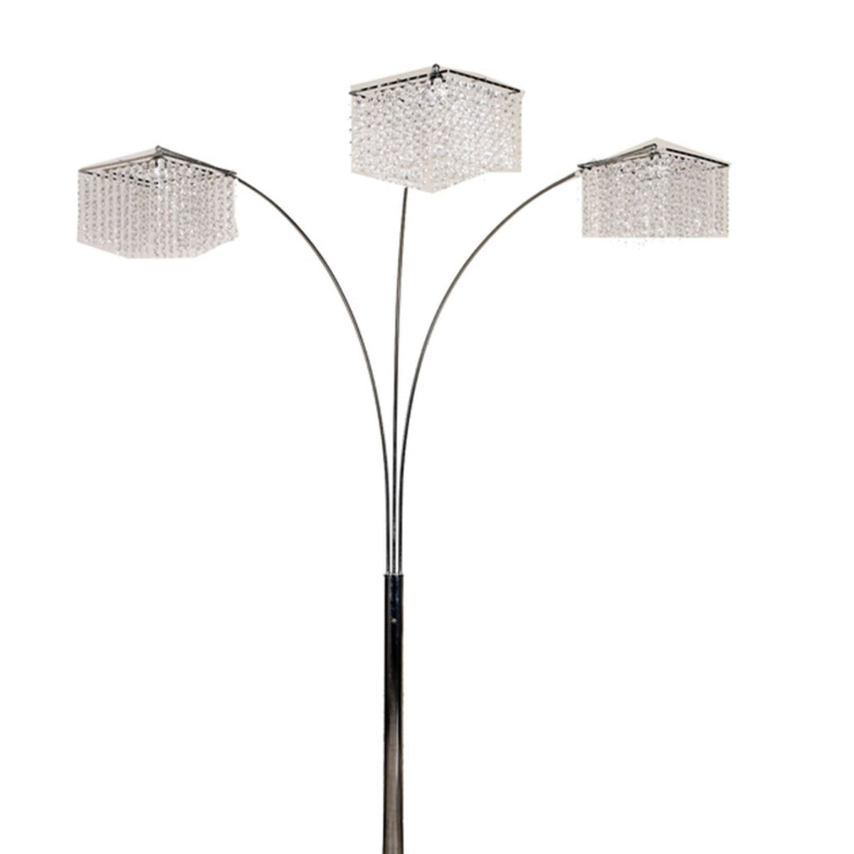 84' Tall Metal Floor Lamp with 3 Crystal Shaded Arches