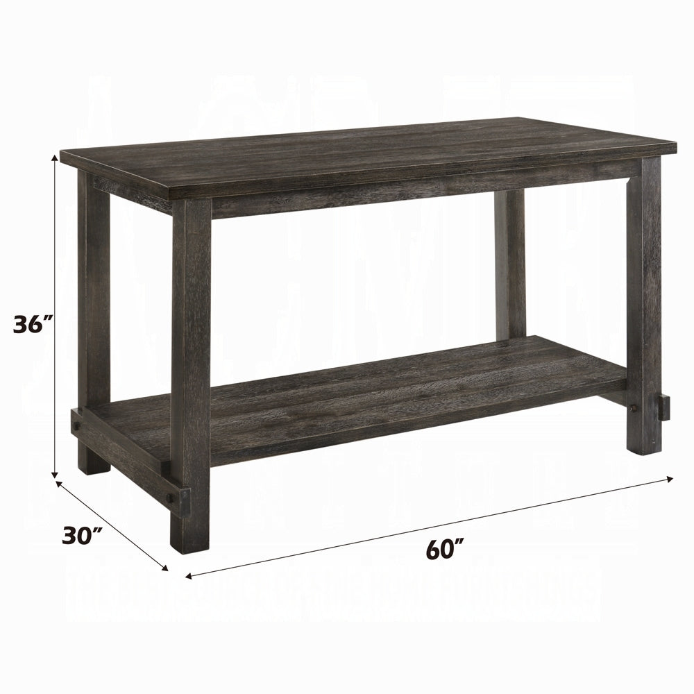 Contemporary Counter Height Table with Storage Shelf Classic Gray Finish Wooden Dining Furniture 1pc