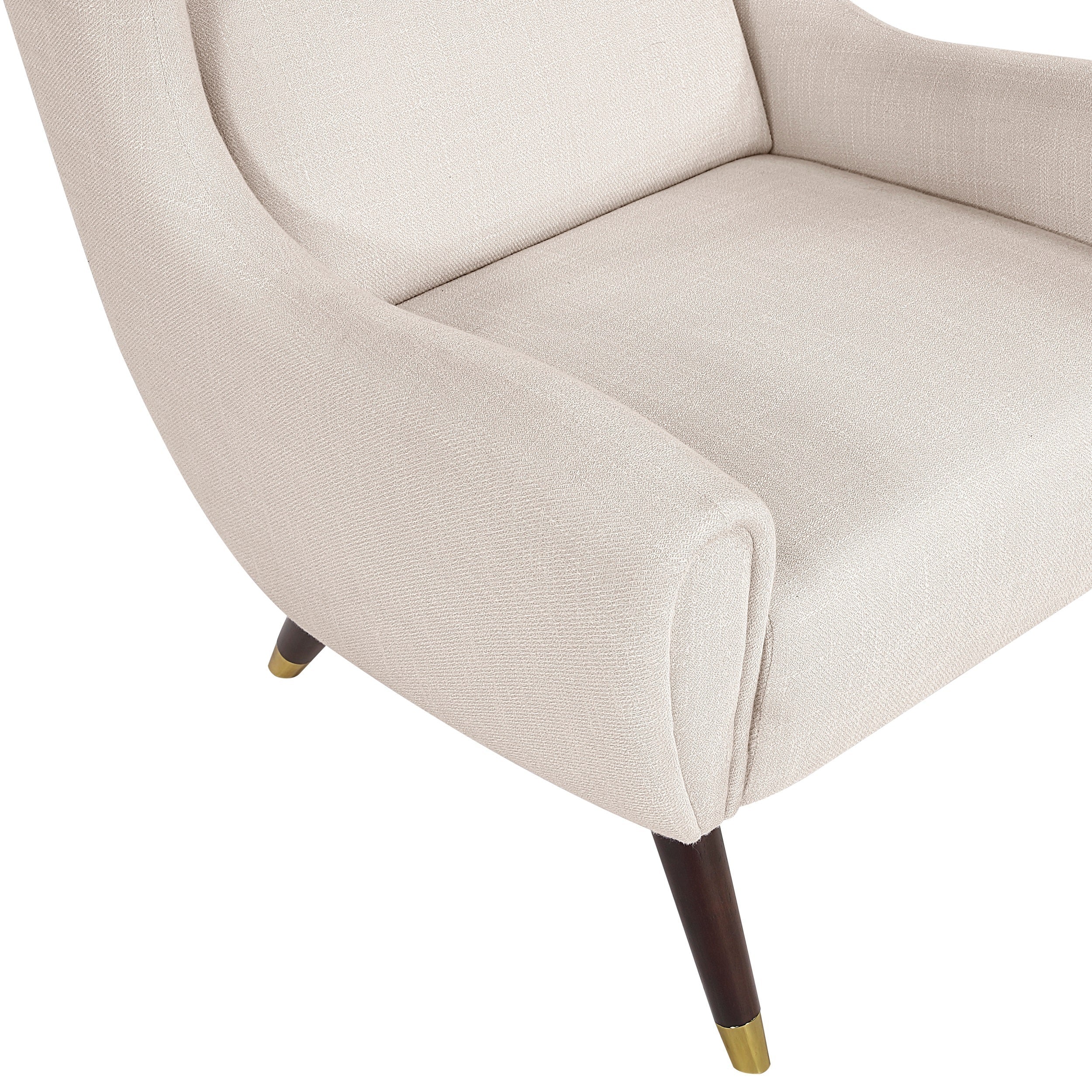 Modern Wingback Upholstered Beige Accent Chair 1pc Solid Wood Sleek Design Luxury Furniture