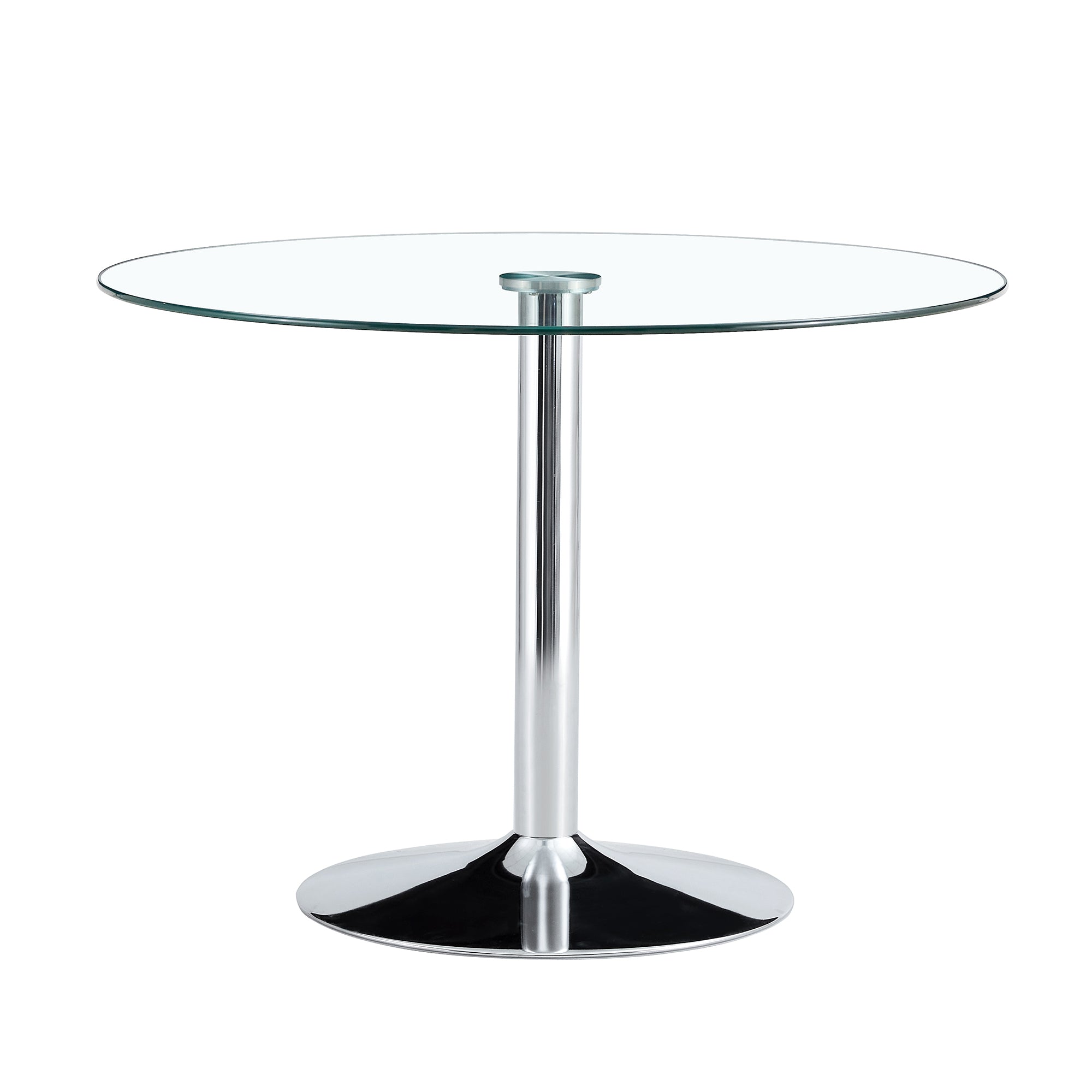Modern Minimalist Circular Dining Table with Glass Top and Electroplated Silver Metal Legs for Restaurants and Living Rooms