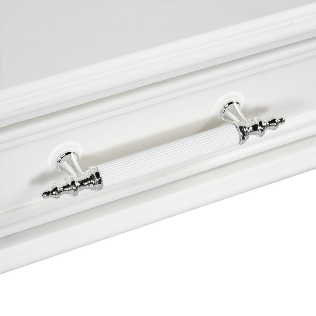 Retro Makeup Desk with Large Mirror, 3-Drawer Dressing Table for Jewelry Storage, Elegant Console Table for Bedroom, Living Room, Hallway & Foyer,White