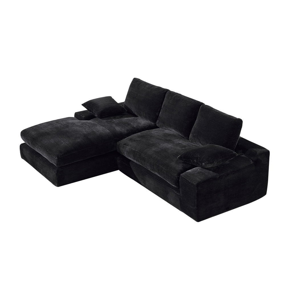 99*69' Modular Sectional Living Room Sofa Set, Modern Minimalist Style Couch, Upholstered Sleeper Sofa for Living Room, Bedroom, 2 PC Free Combination, Installation-free Sofa, L-Shape, Black